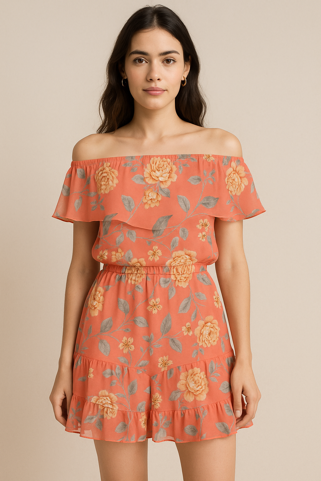 Beautiful Red Base Floral Vine Digital Printed Fabric