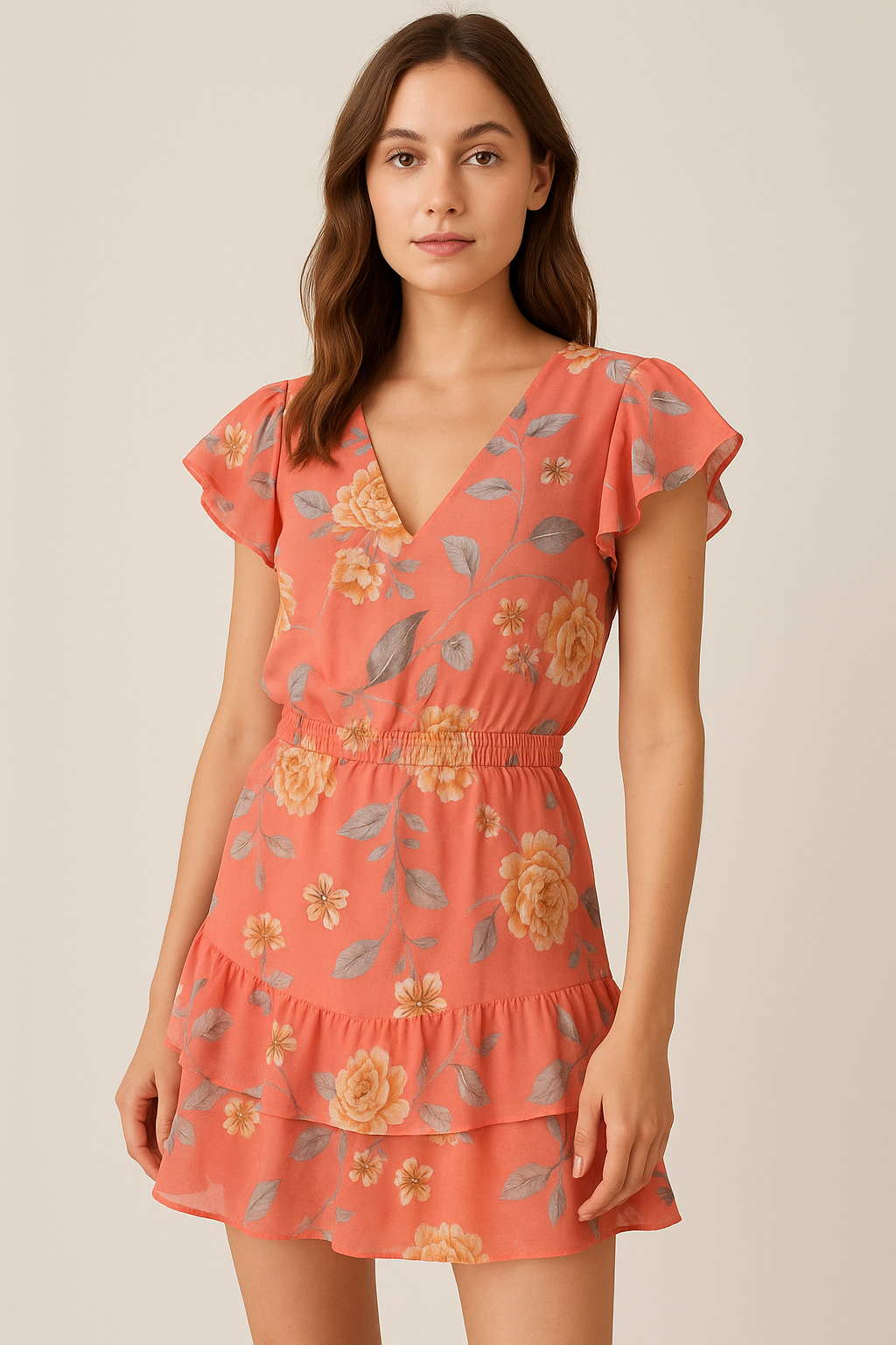 Beautiful Red Base Floral Vine Digital Printed Fabric