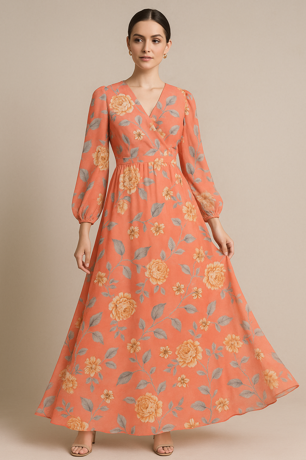 Beautiful Red Base Floral Vine Digital Printed Fabric