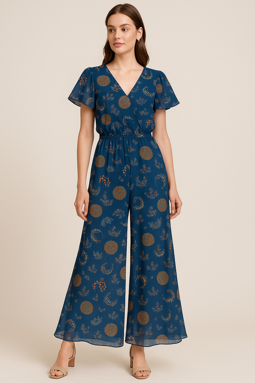 Beautiful Quirky Pattern over Blue Base Digital Printed Fabric