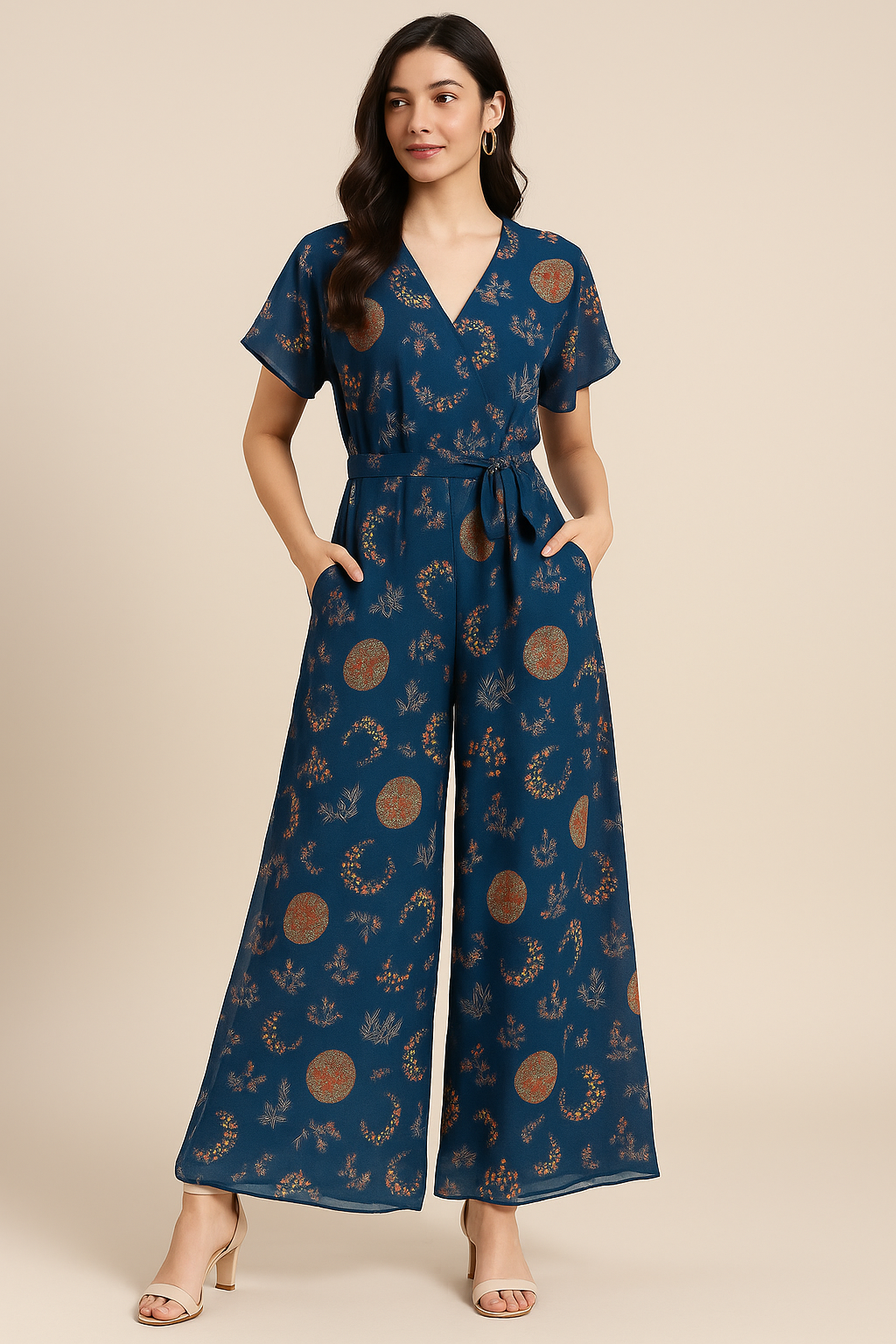 Beautiful Quirky Pattern over Blue Base Digital Printed Fabric