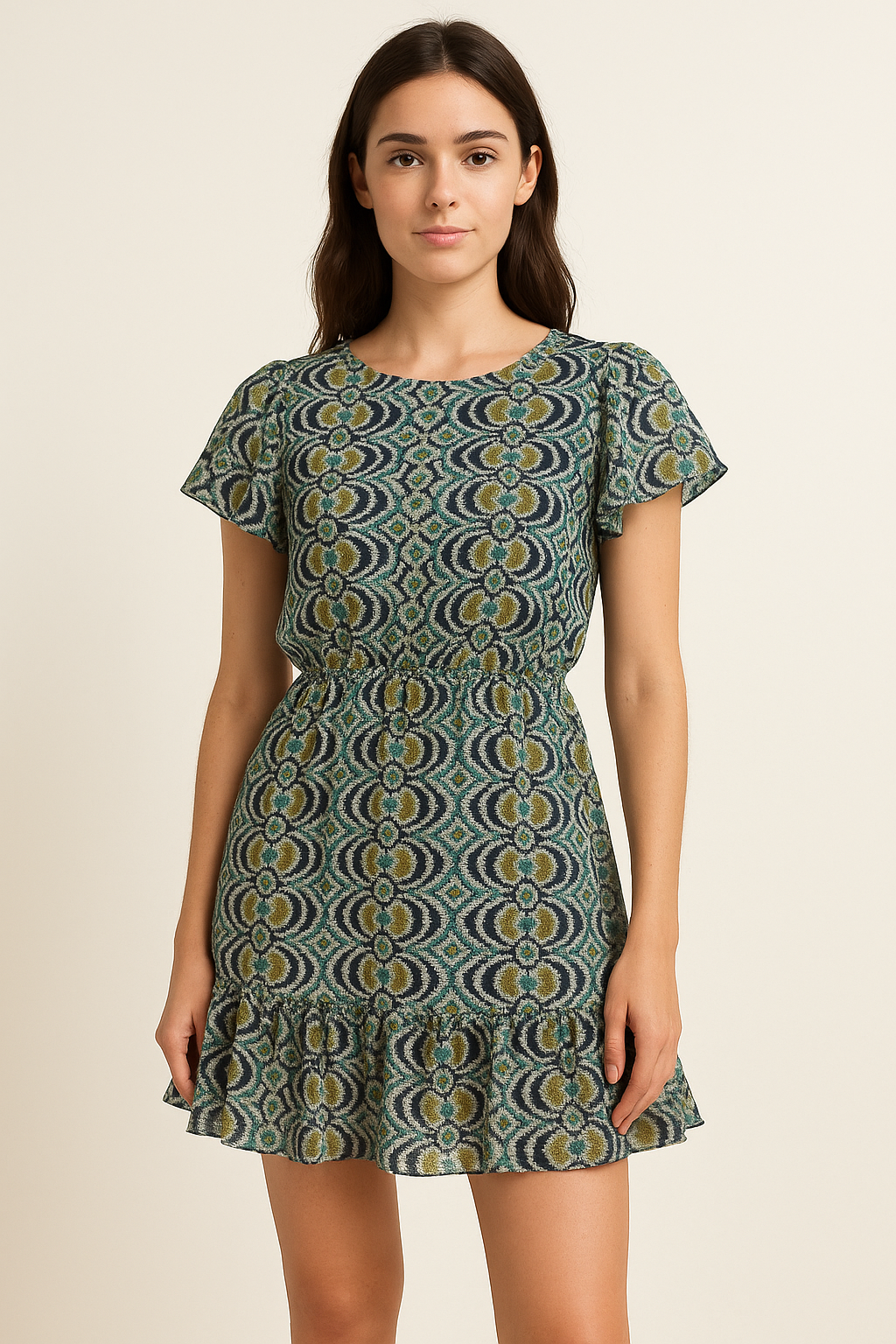 Bead and Reel Pattern Digital Printed Fabric