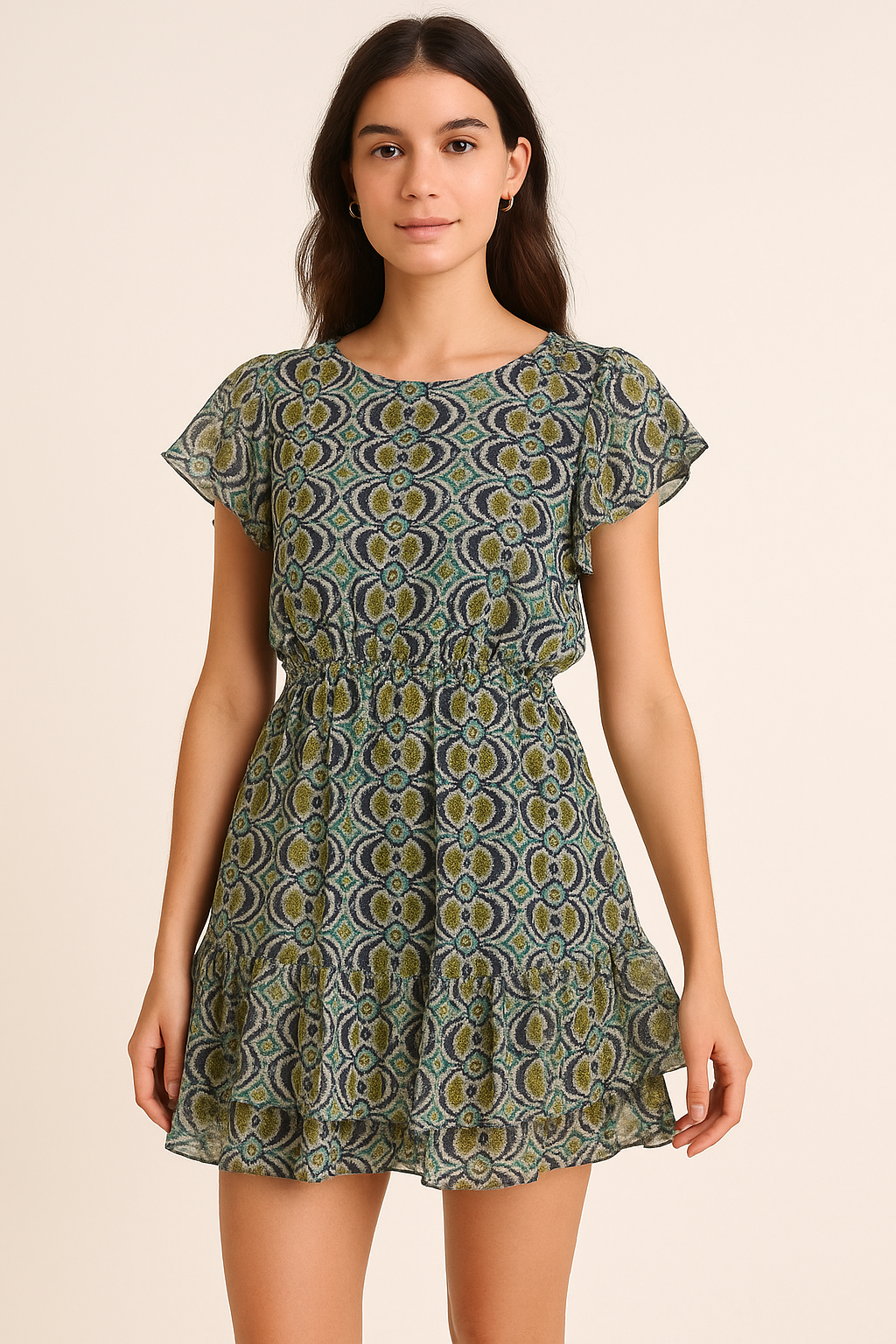 Bead and Reel Pattern Digital Printed Fabric