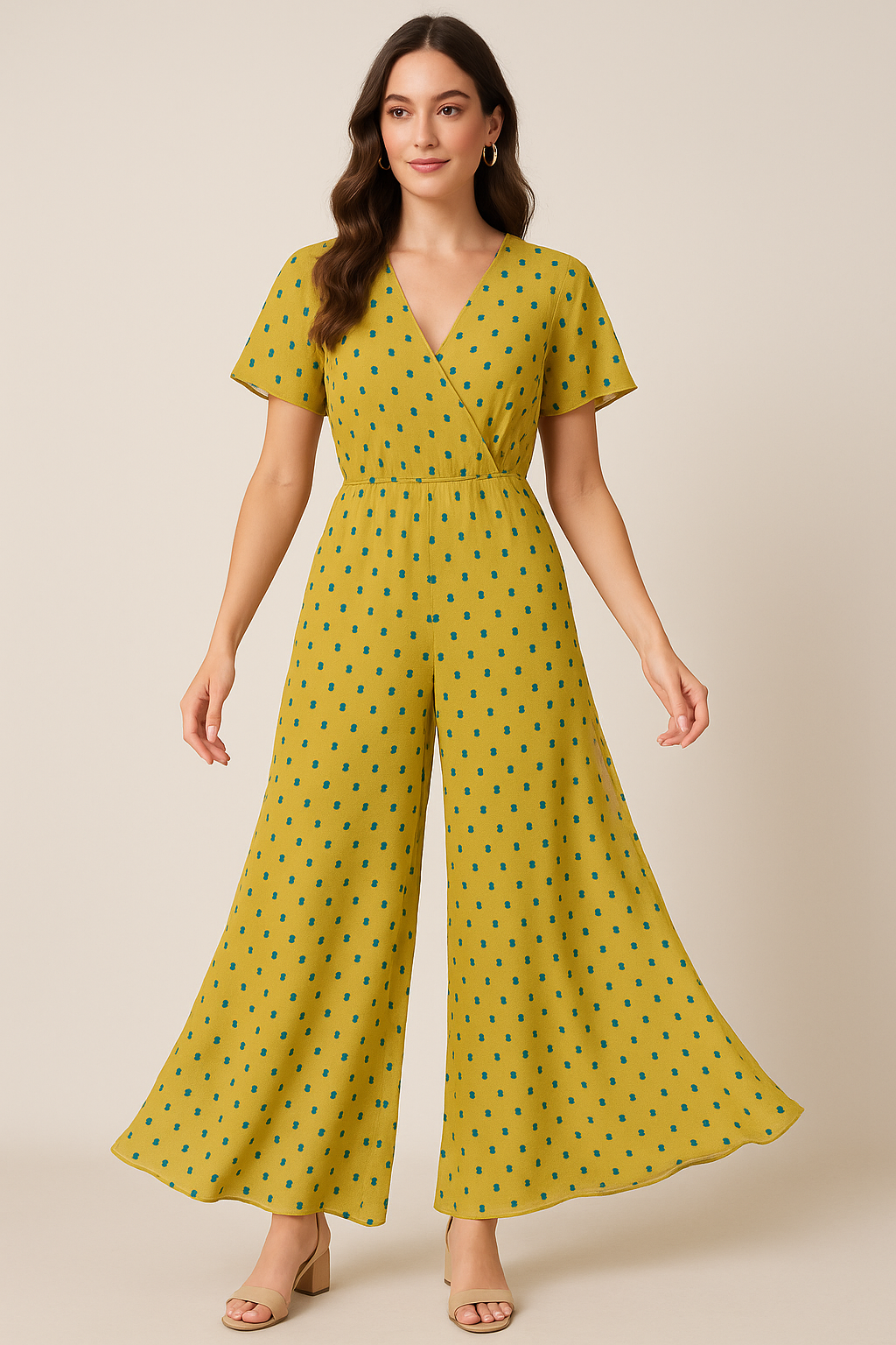 Lemon Yellow Small And Single Motif Allover Digital Printed Fabric - Pure Georgette