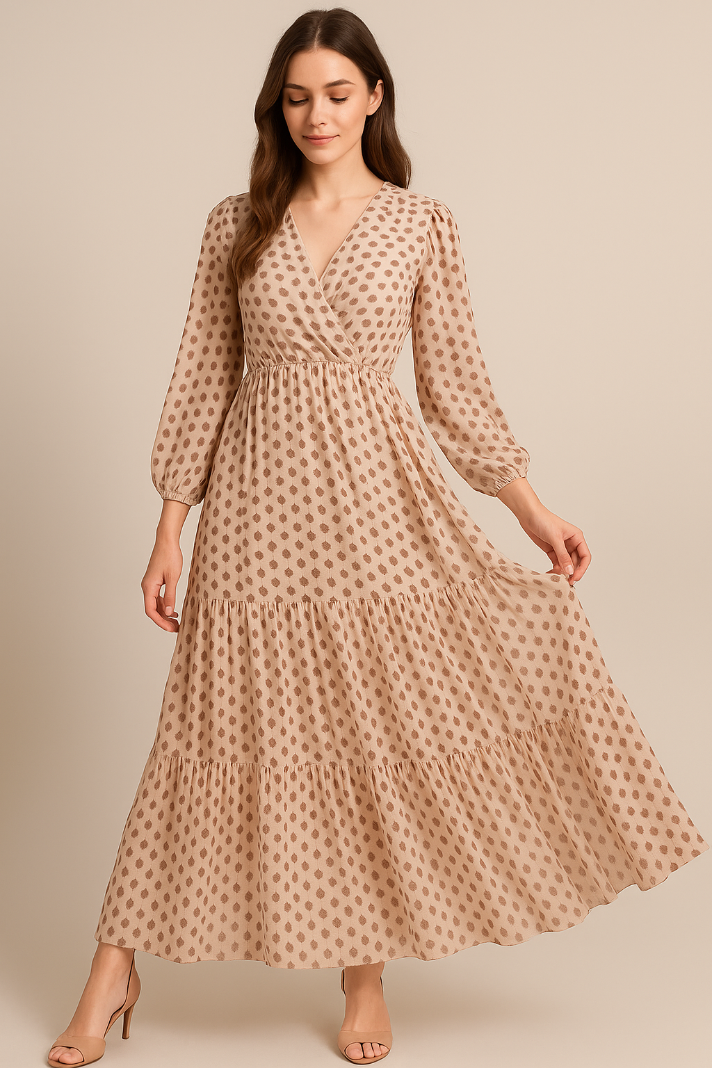 Brown Stones Digital Printed Fabric - Pure Georgette