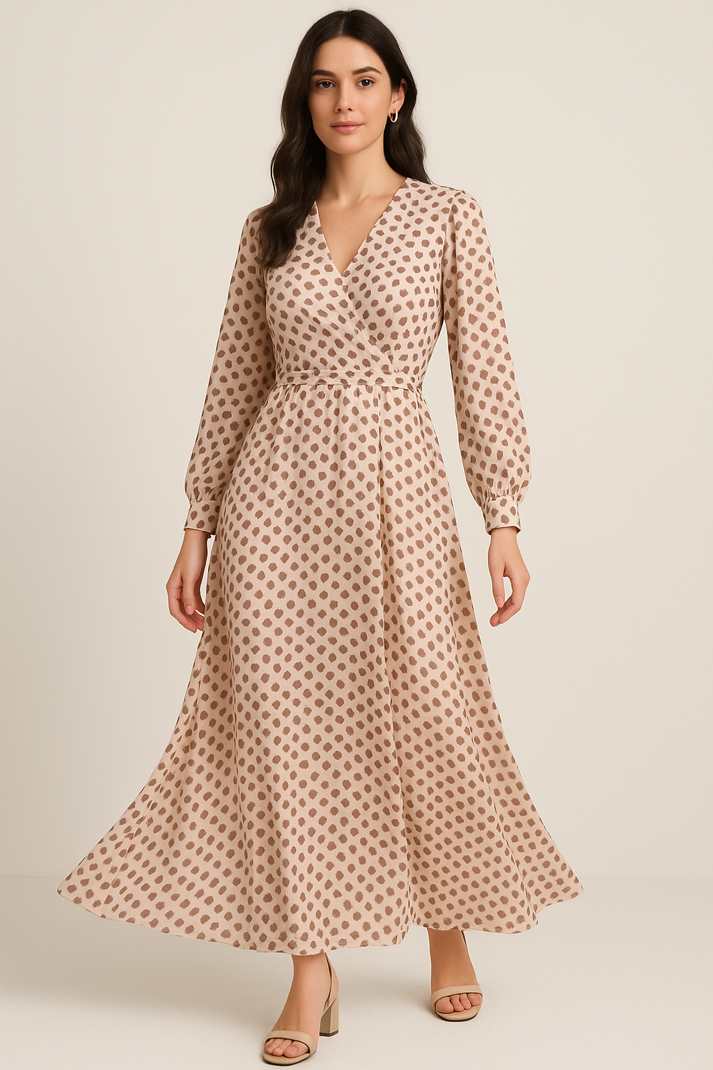 Brown Stones Digital Printed Fabric - Pure Georgette