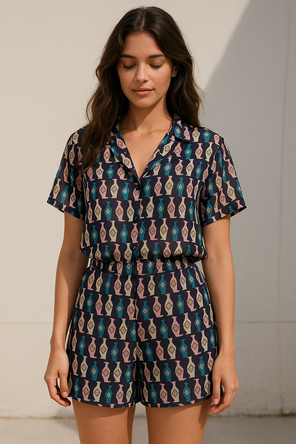 Stylized Leaf Motif Allover Digital Printed Fabric - Pure Georgette