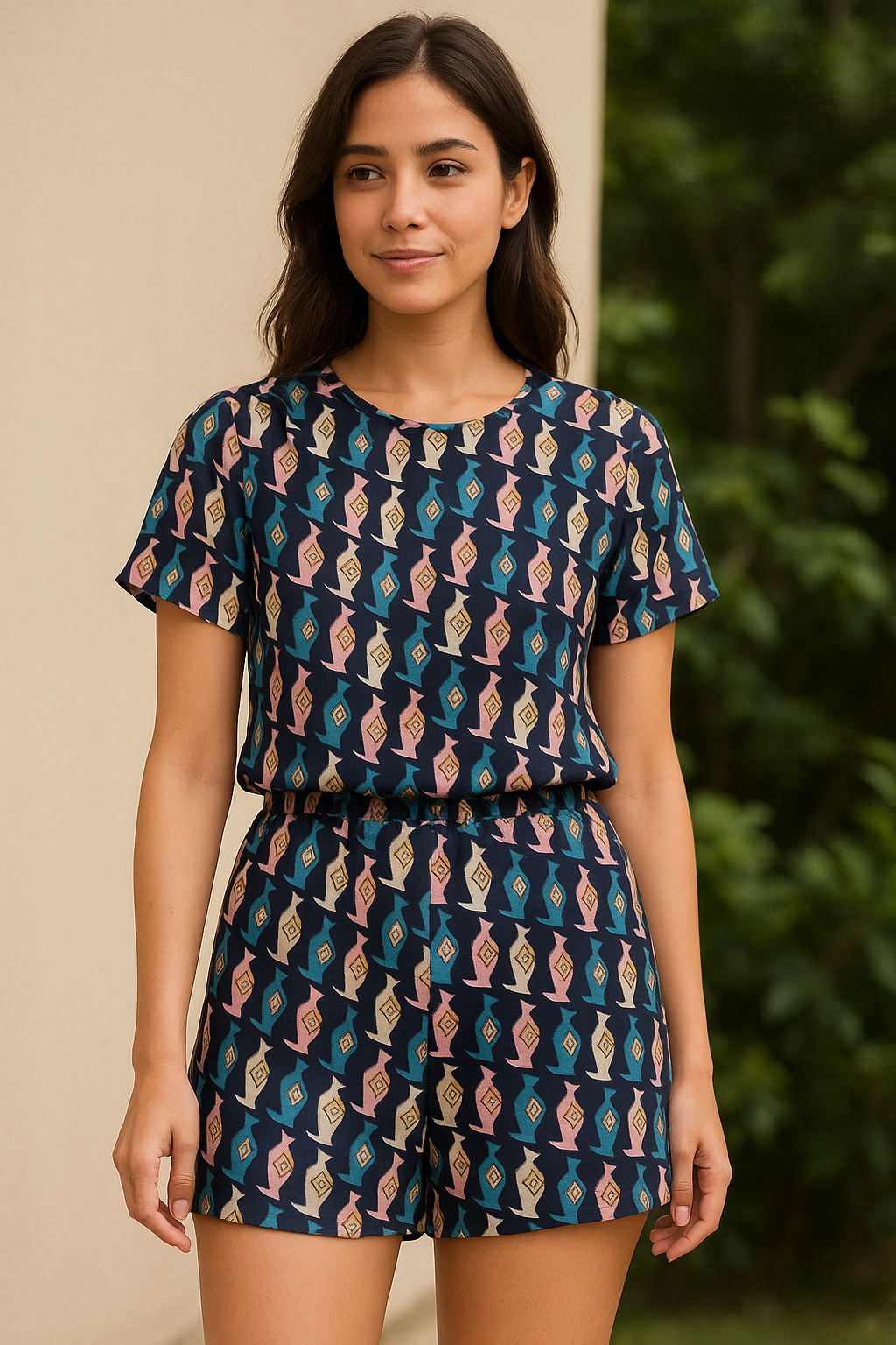 Stylized Leaf Motif Allover Digital Printed Fabric - Pure Georgette