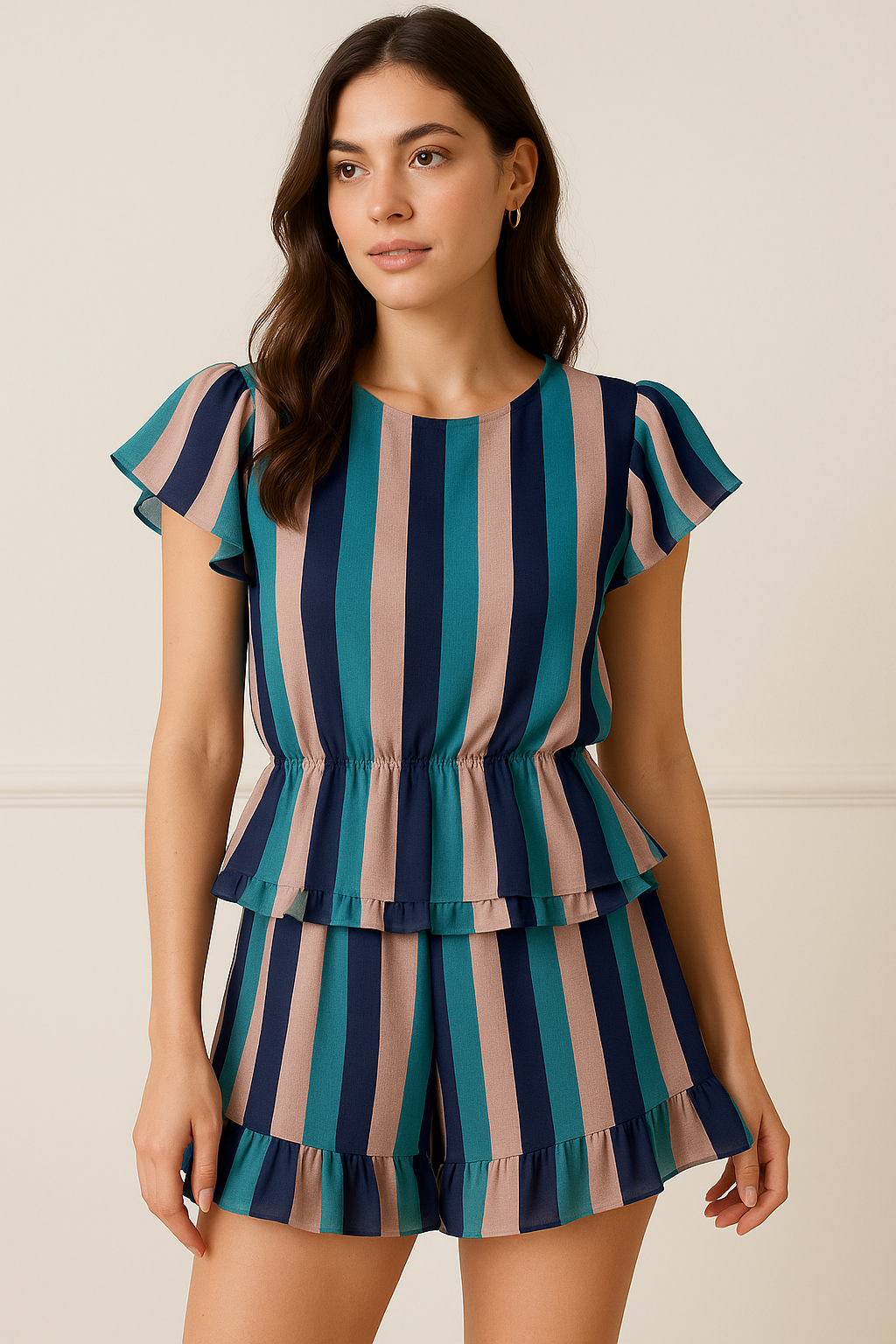 Subtle Colour Stripes Digital Printed Fabric - Pure Georgette