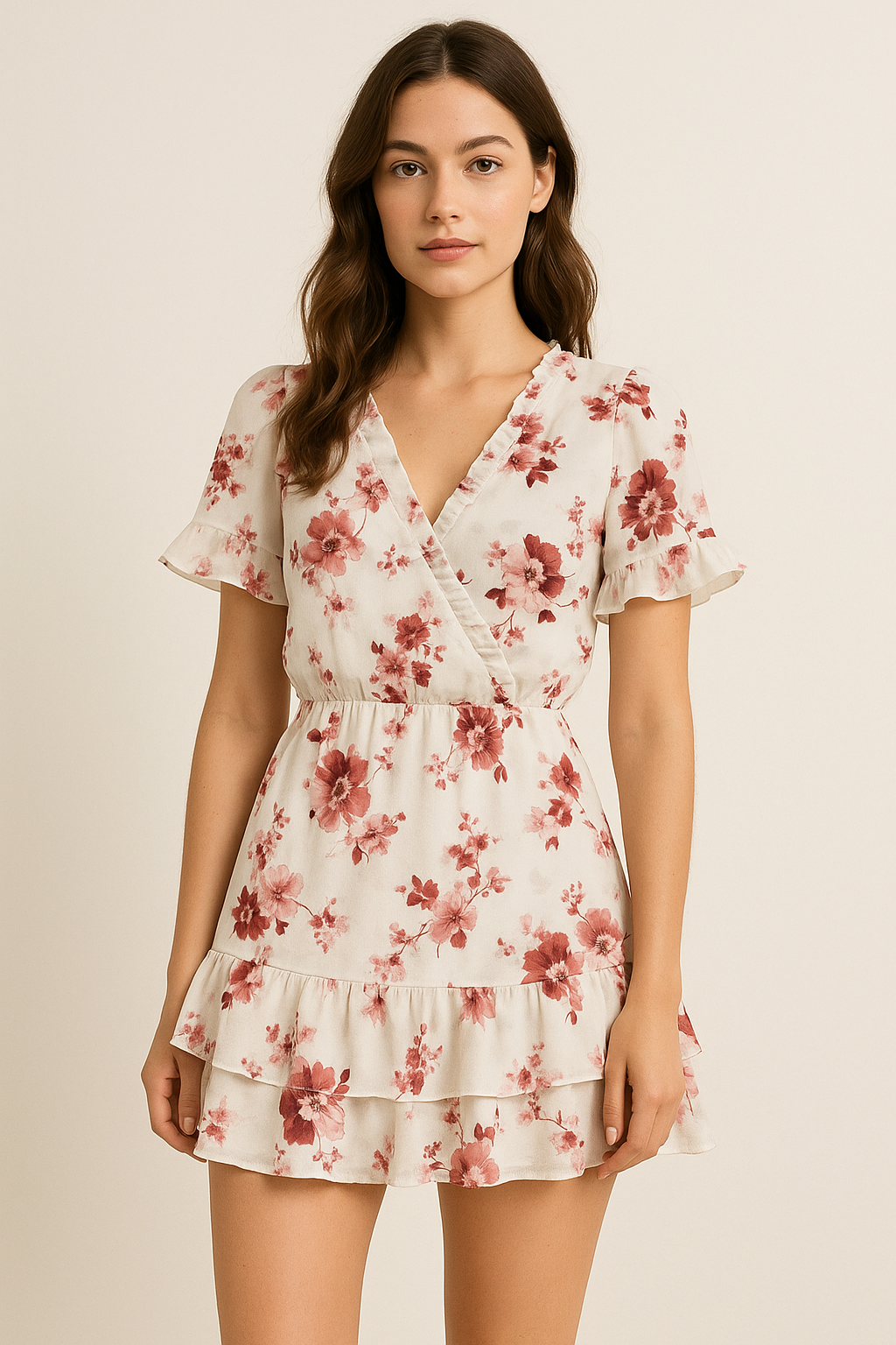 Maroon Flower Bunch Digital Printed Fabric - Pure Georgette