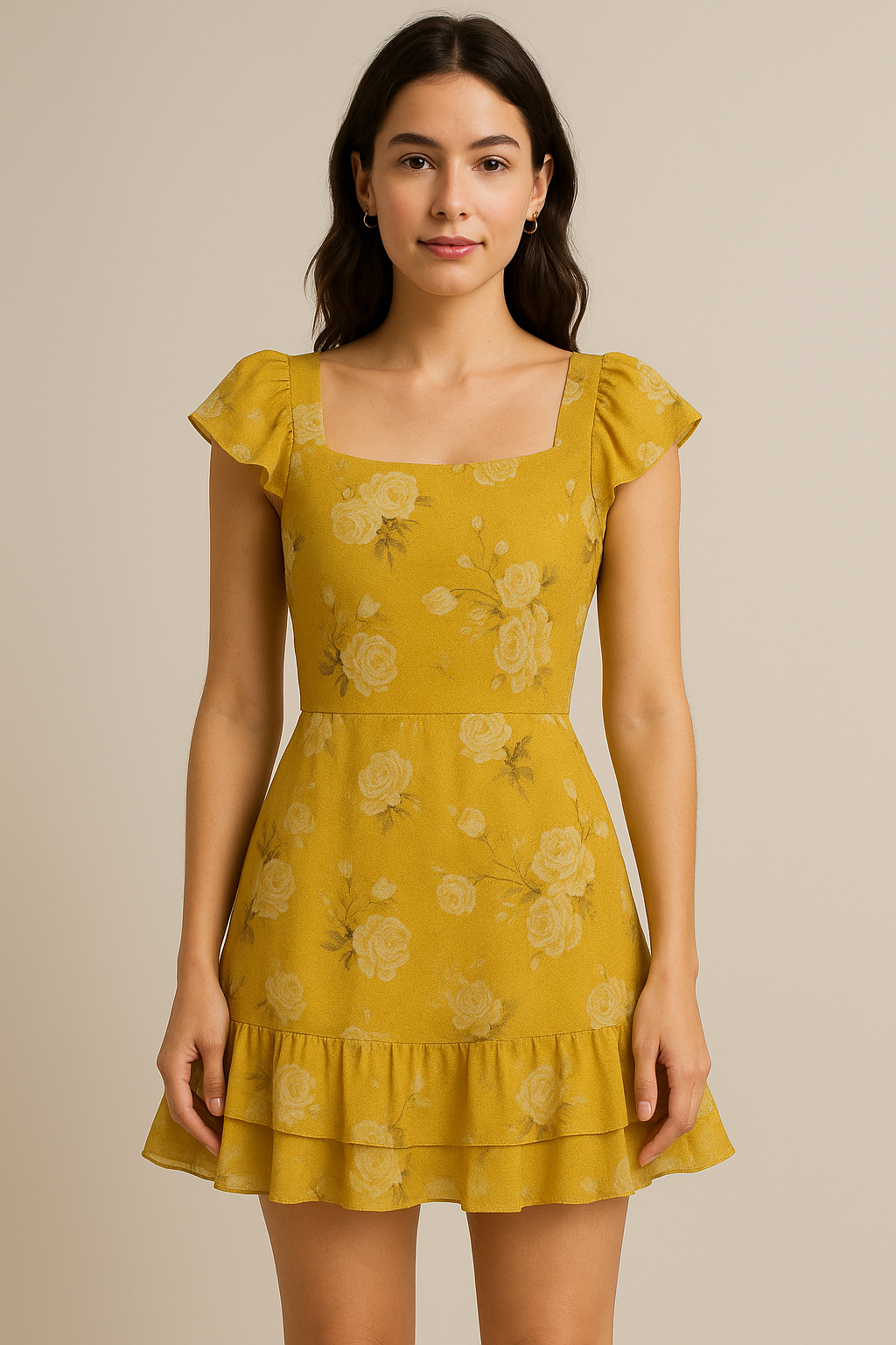 Lemon Yellow Flower Allover Digital Printed Fabric - Pure Georgette