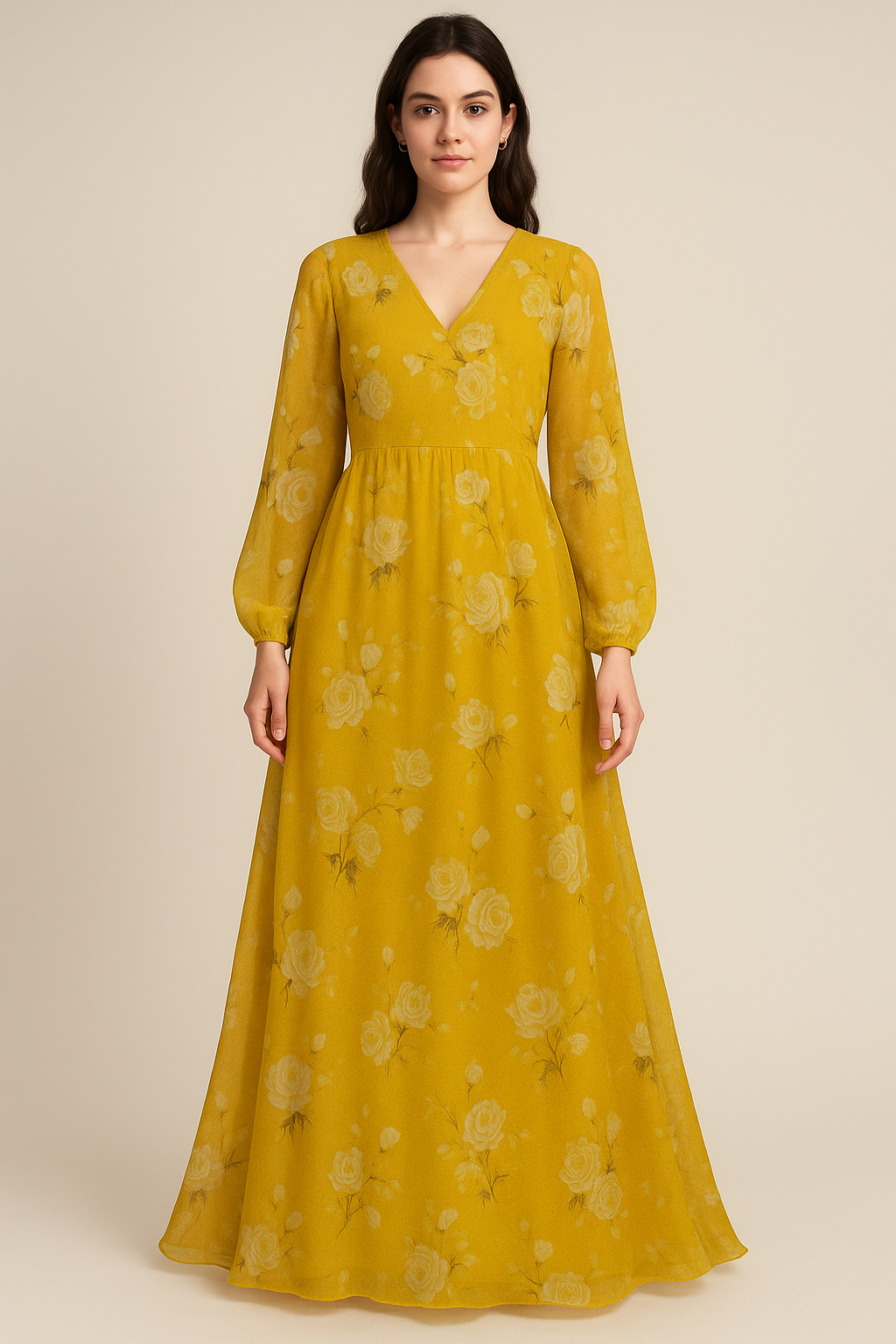 Lemon Yellow Flower Allover Digital Printed Fabric - Pure Georgette