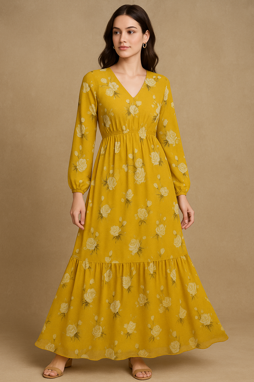 Lemon Yellow Flower Allover Digital Printed Fabric - Pure Georgette