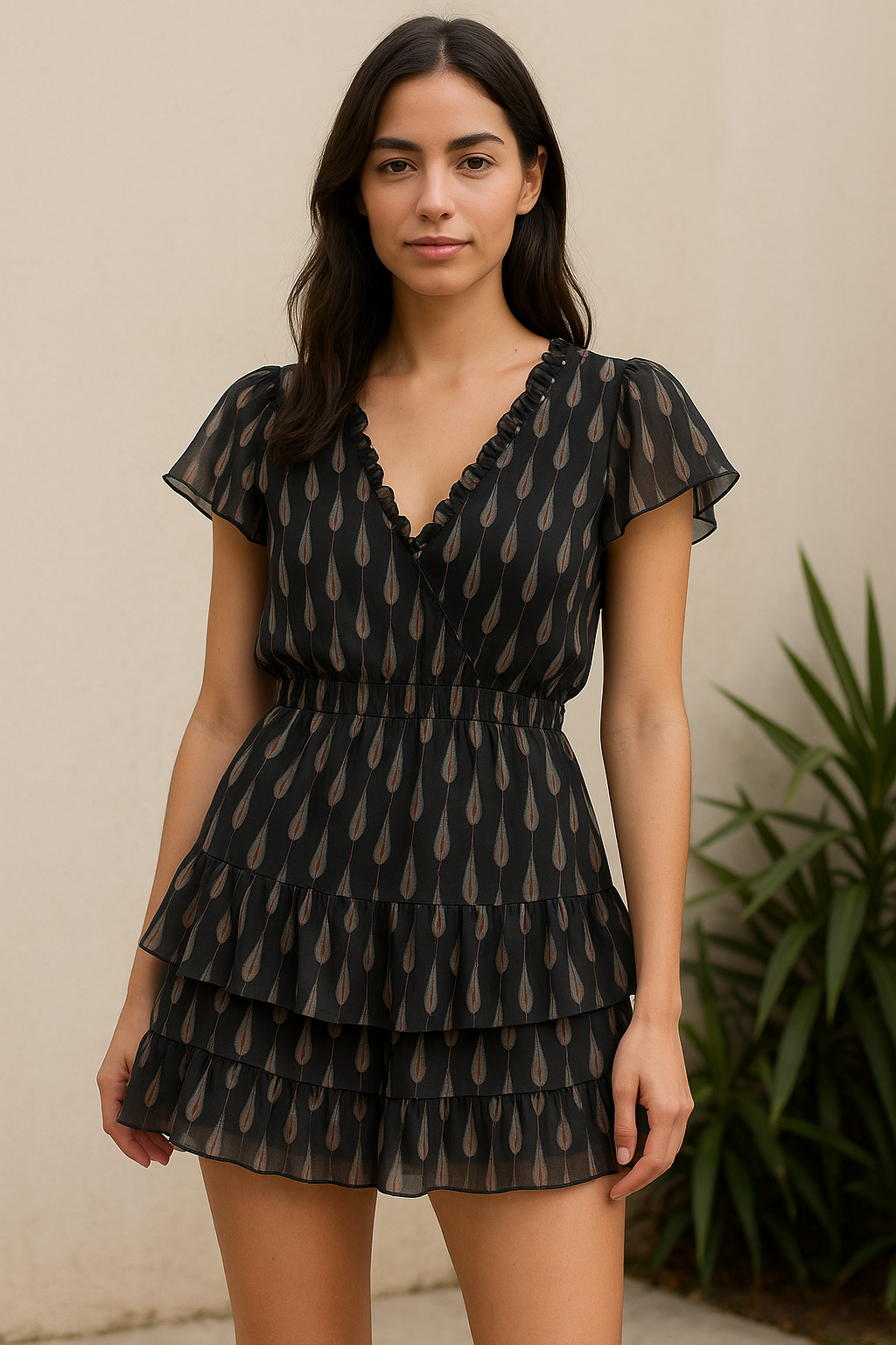 Feather Stripes Digital Printed Fabric - Pure Georgette