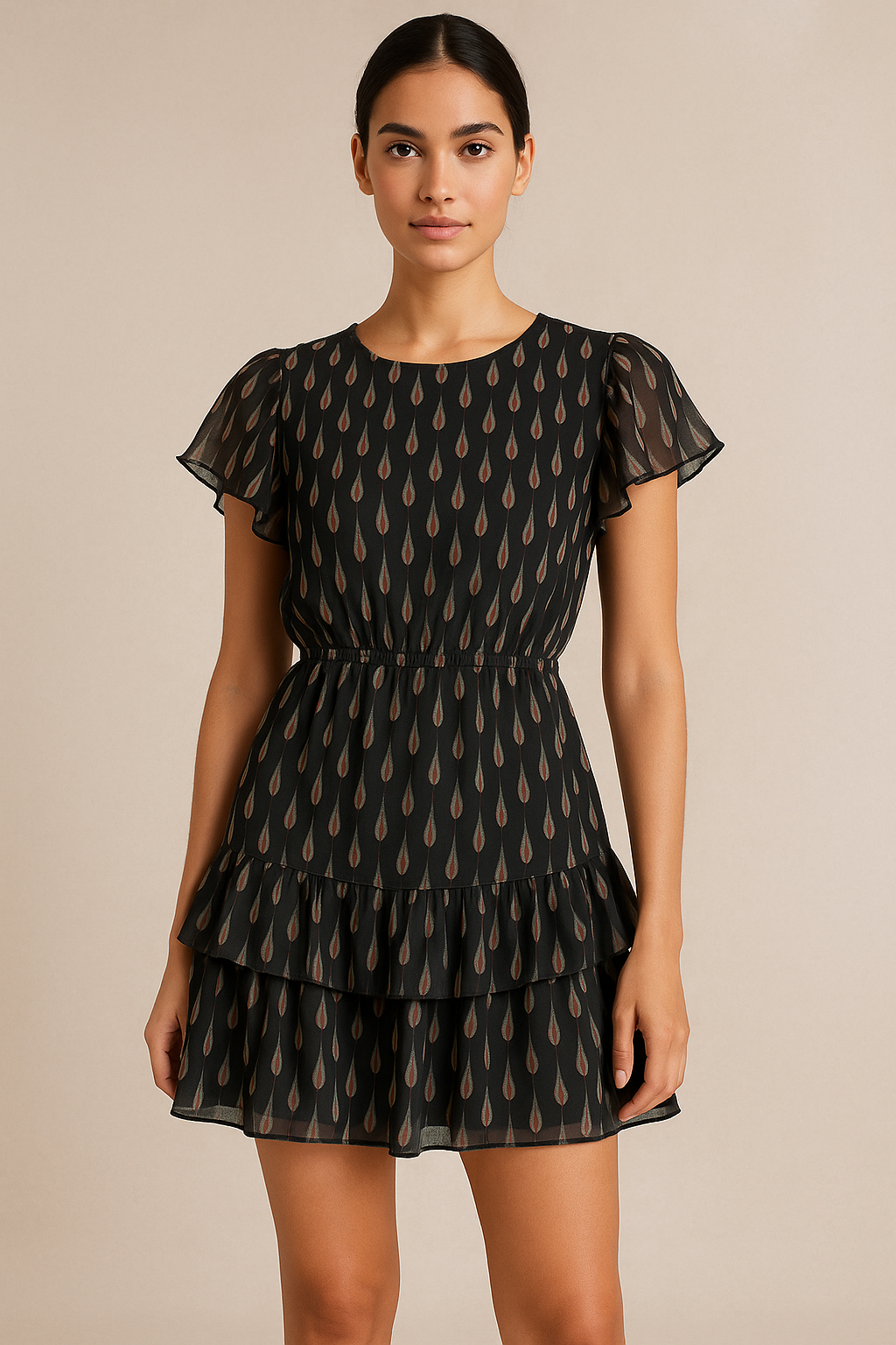 Feather Stripes Digital Printed Fabric - Pure Georgette