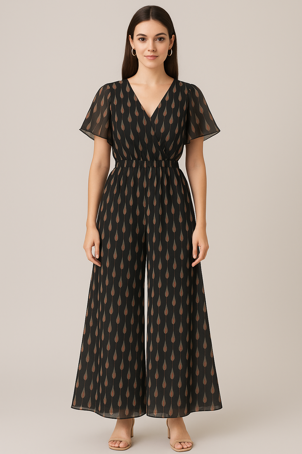 Feather Stripes Digital Printed Fabric - Pure Georgette