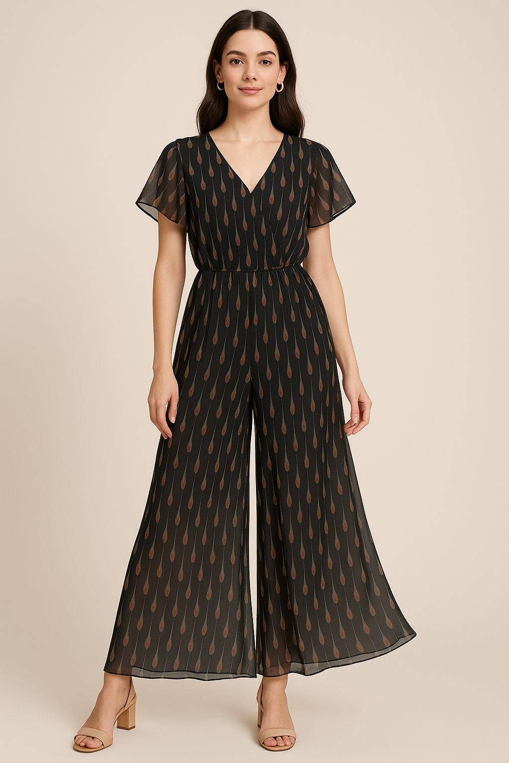 Feather Stripes Digital Printed Fabric - Pure Georgette