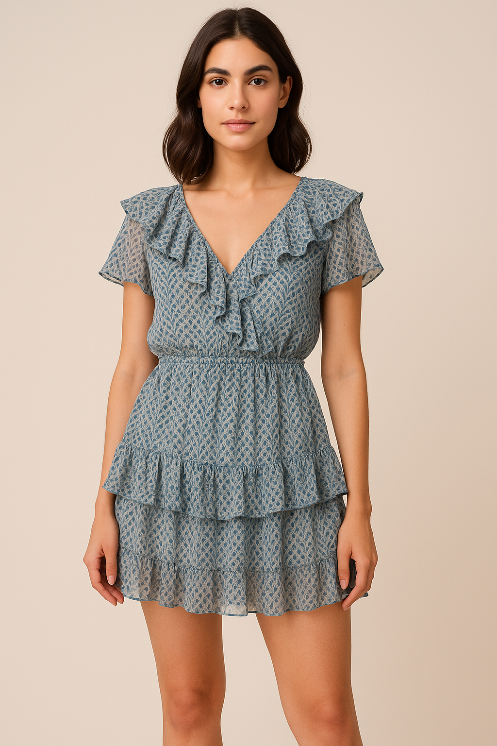 Morpich Block Digital Printed Fabric  - Pure Georgette