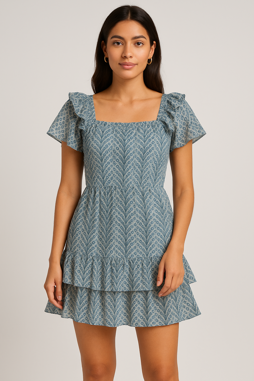 Morpich Block Digital Printed Fabric  - Pure Georgette