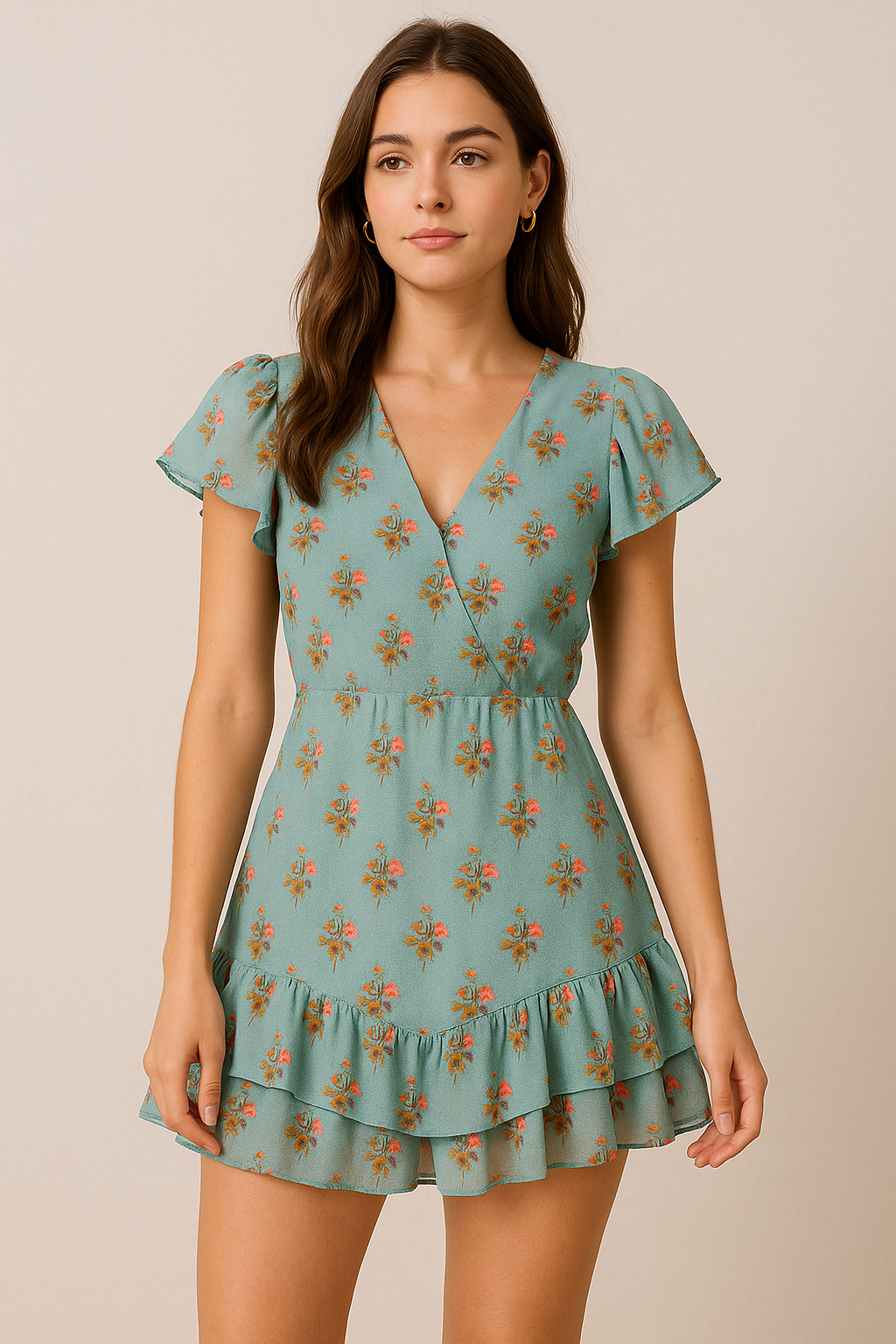 Vintage Flower Repeat Digital Printed Fabric - Pure Georgette