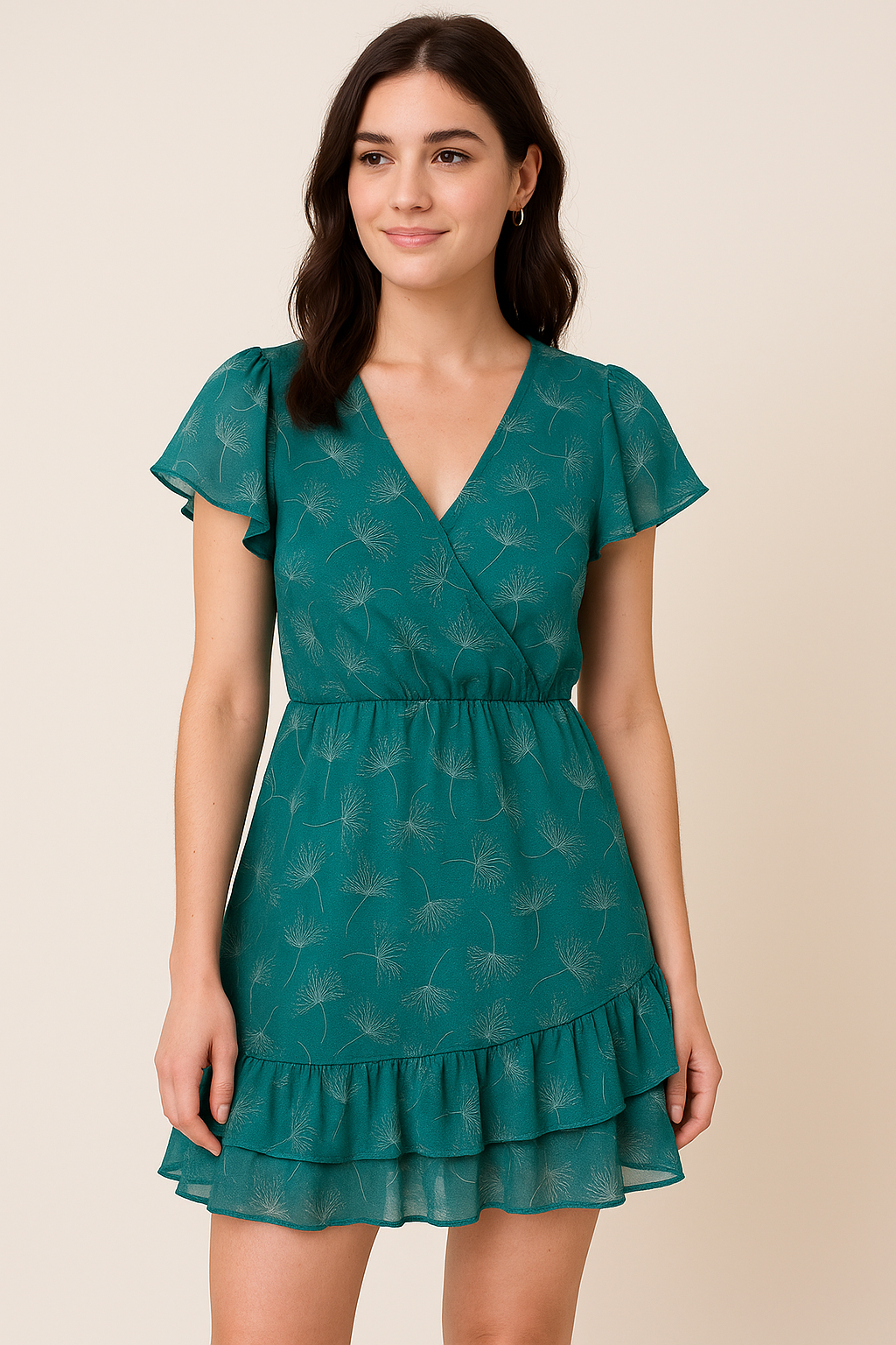 White Floating Flower Digital Printed Fabric - Pure Georgette