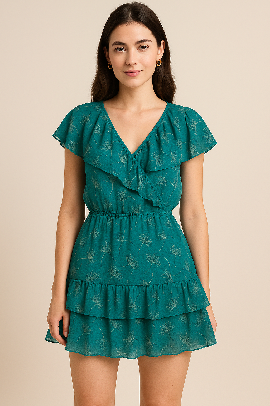 White Floating Flower Digital Printed Fabric - Pure Georgette