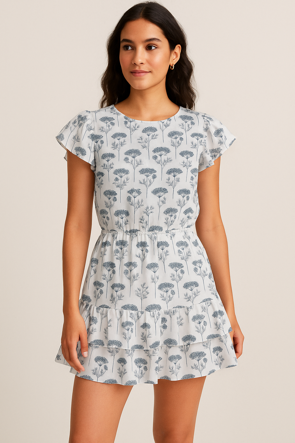 Winter Icy Flower Digital Printed Fabric  - Pure Georgette