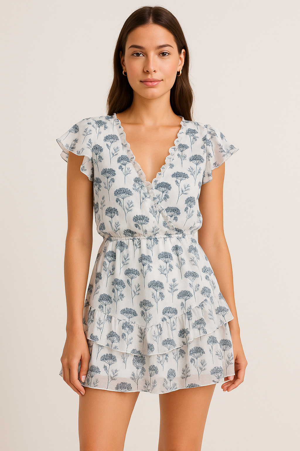 Winter Icy Flower Digital Printed Fabric  - Pure Georgette