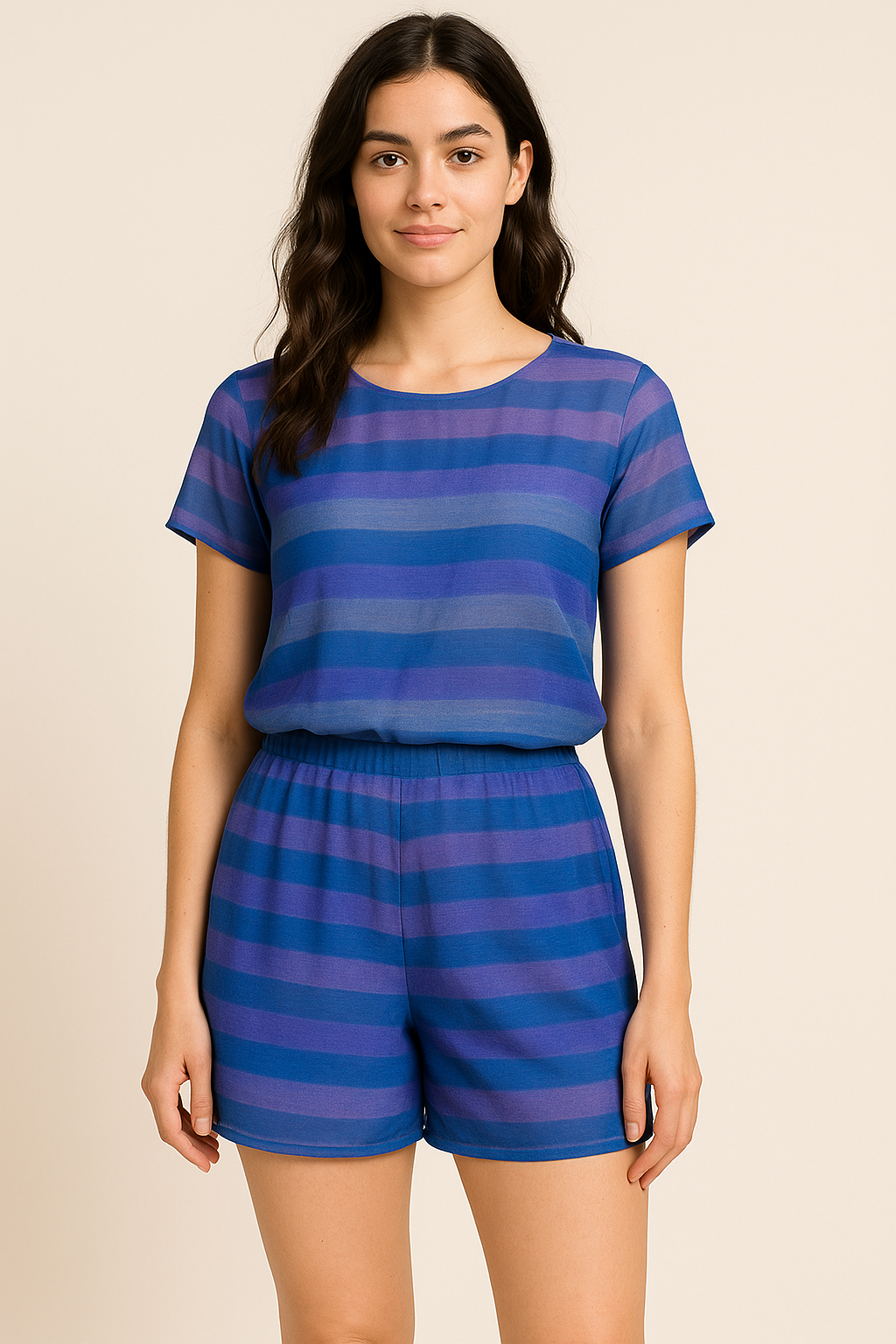 Classy Blue Strips Pure Cotton Digital Printed Fabric