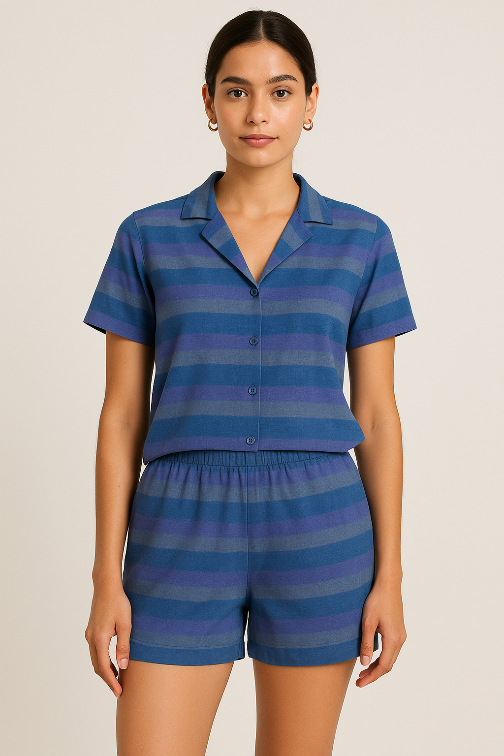 Classy Blue Strips Pure Cotton Digital Printed Fabric