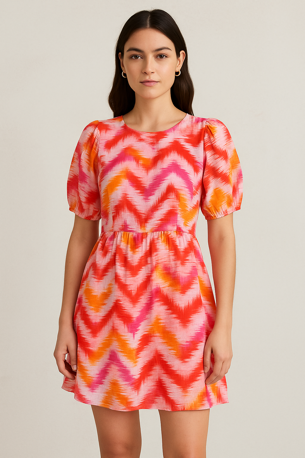 Classy Multicolor Damask Zigzag Pure Cotton Digital Printed Fabric