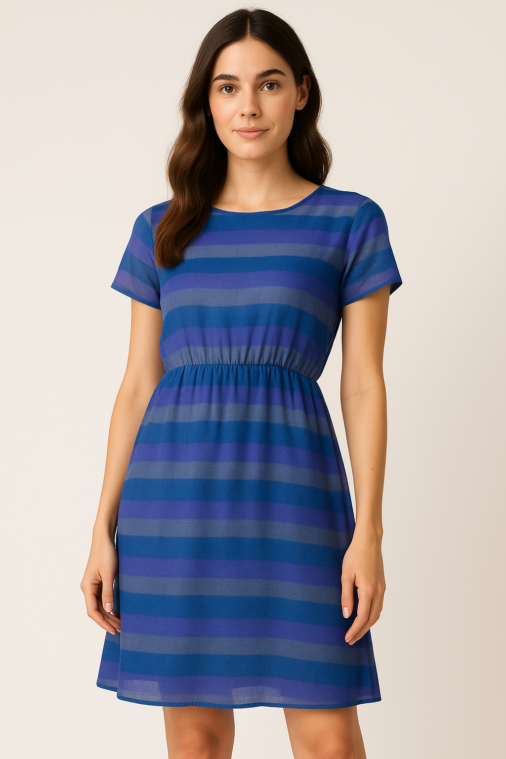 Classy Blue Strips Pure Cotton Digital Printed Fabric