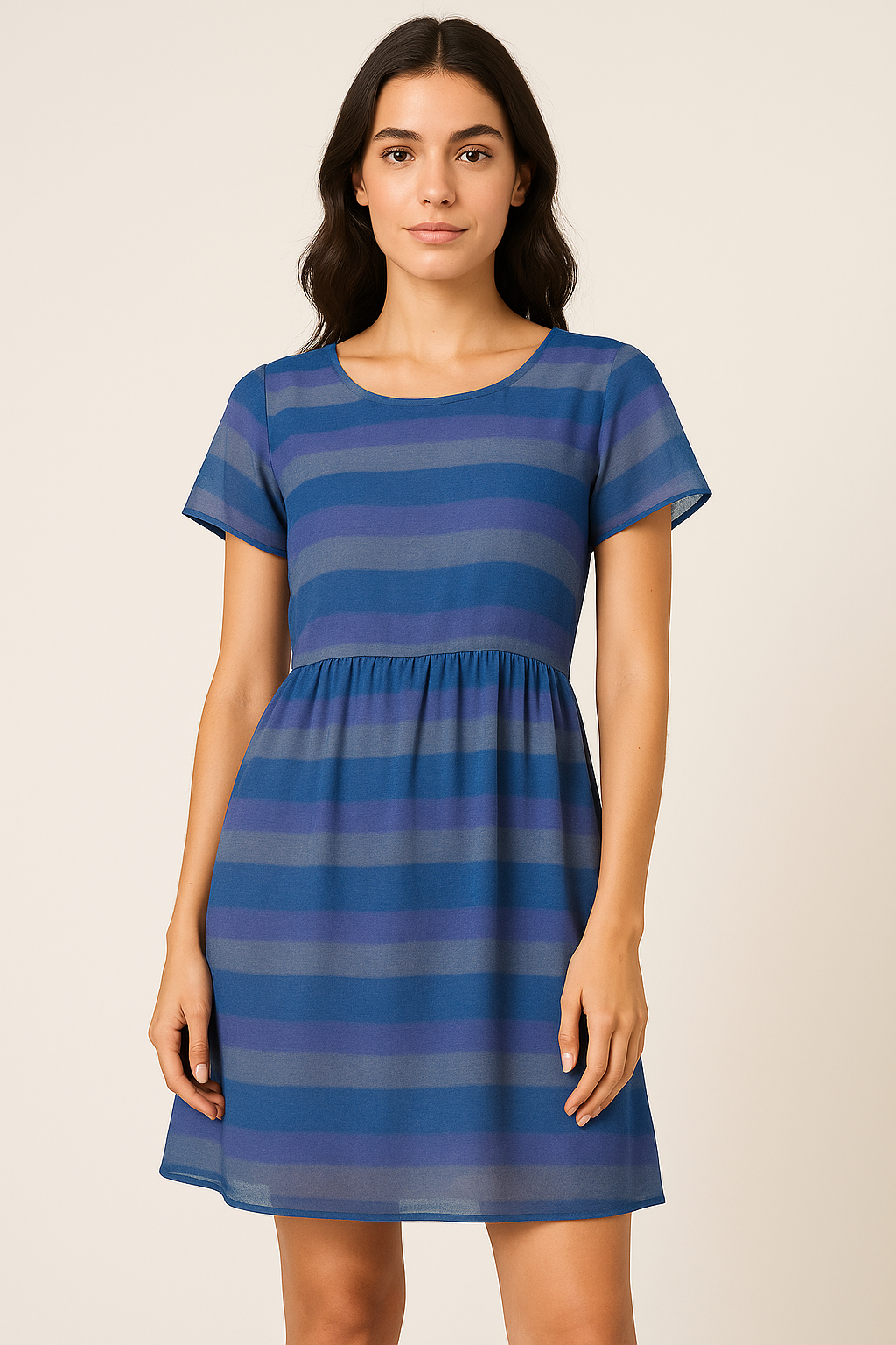 Classy Blue Strips Pure Cotton Digital Printed Fabric