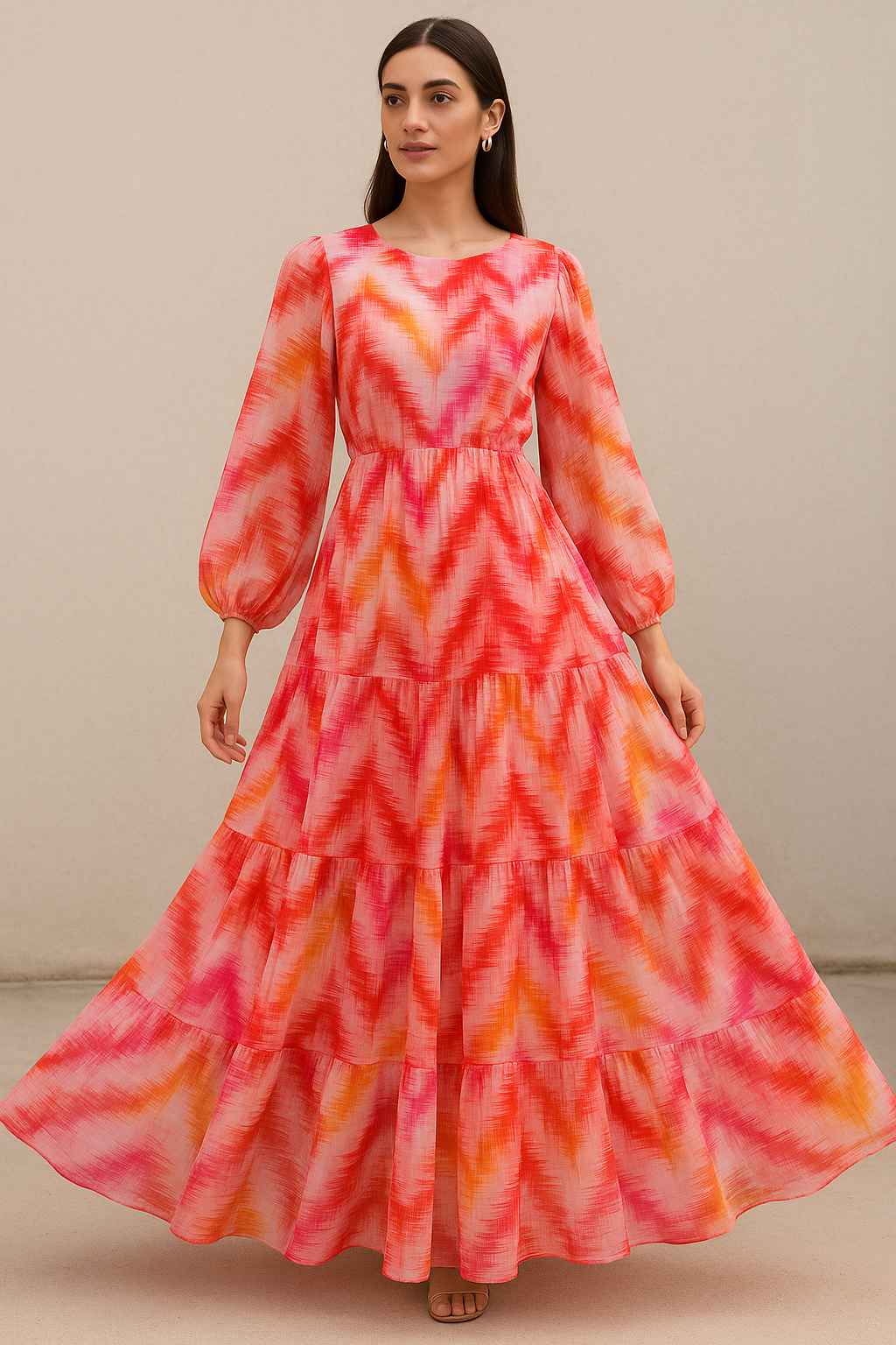 Classy Multicolor Damask Zigzag Pure Cotton Digital Printed Fabric