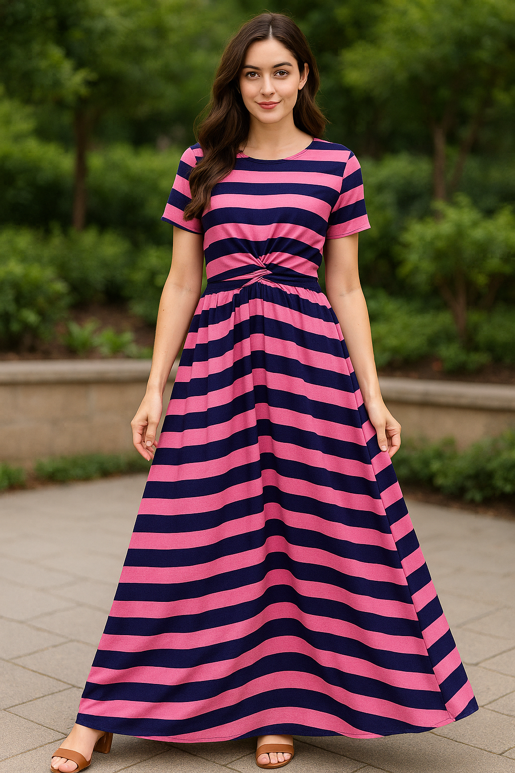 Classy Black and Pink Striped Pure Cotton Digital Printed Fabric