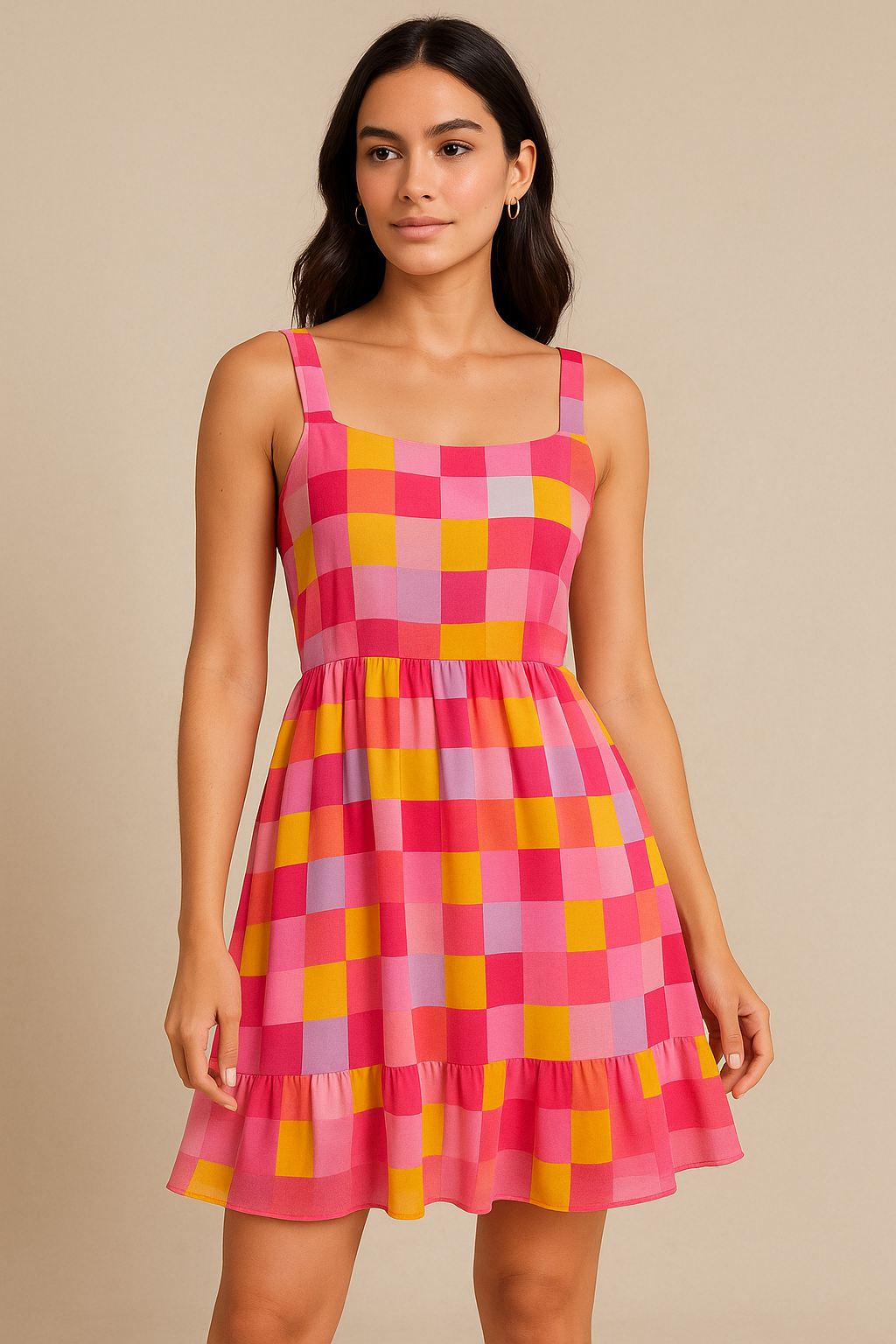 Classy digital printed checkered pure cotton fabric by FAB VOGUE Studio