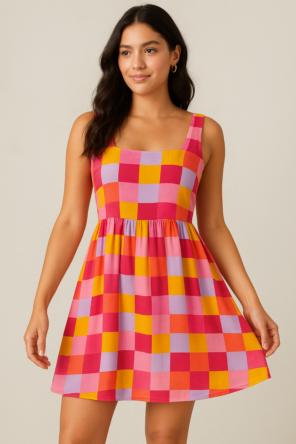 Classy digital printed checkered pure cotton fabric by FAB VOGUE Studio