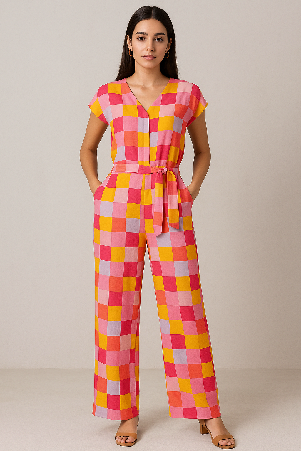 Classy digital printed checkered pure cotton fabric by FAB VOGUE Studio