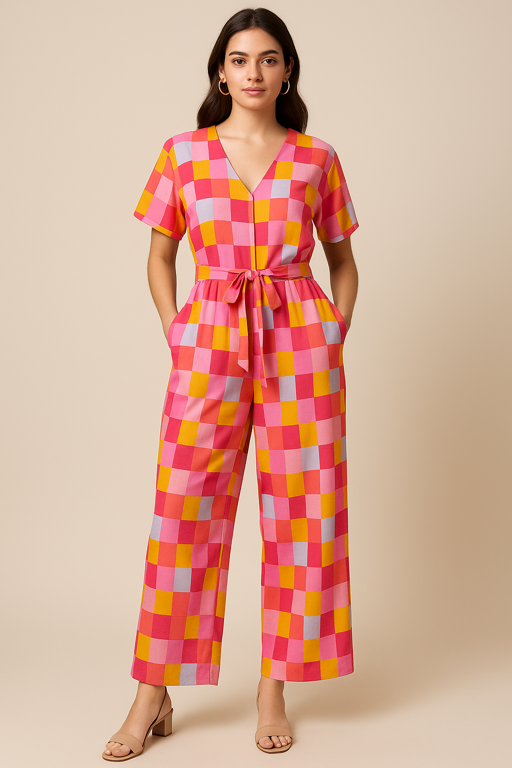 Classy digital printed checkered pure cotton fabric by FAB VOGUE Studio