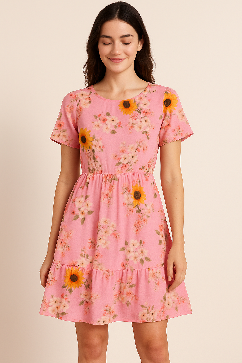 FAB VOGUE Studio - Classy Pink Ditsy Digital Printed Fabric