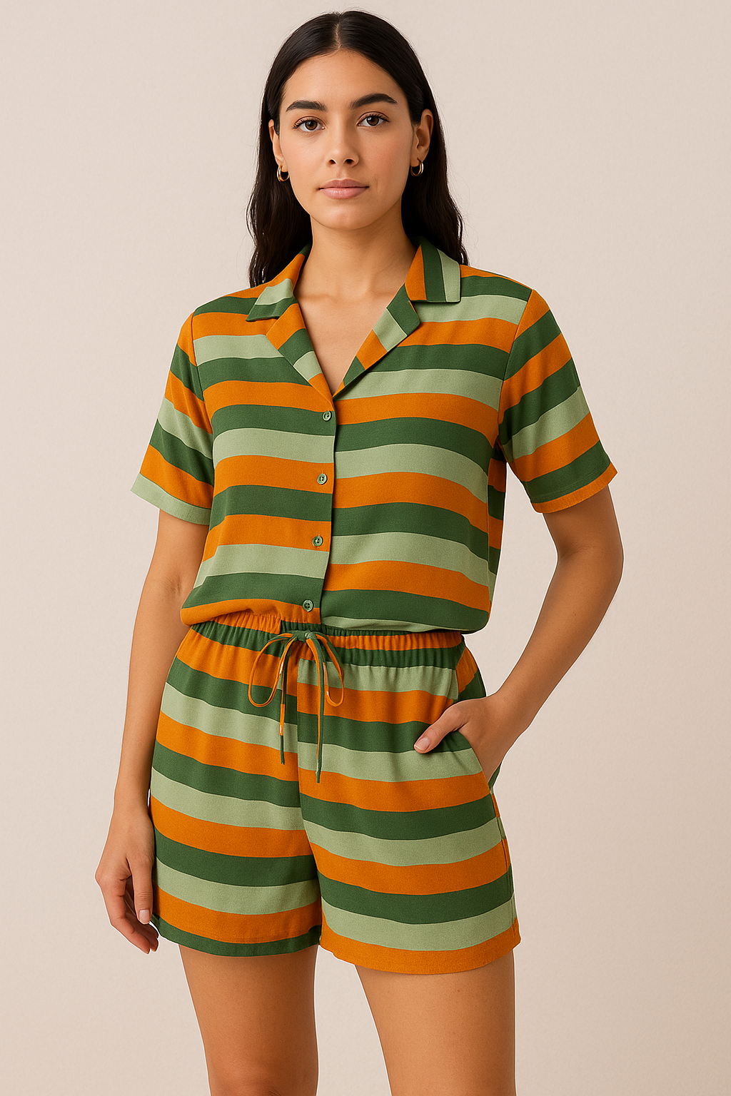 Gorgeous Green and Orange Digital Printed Fabric by FAB VOGUE Studio