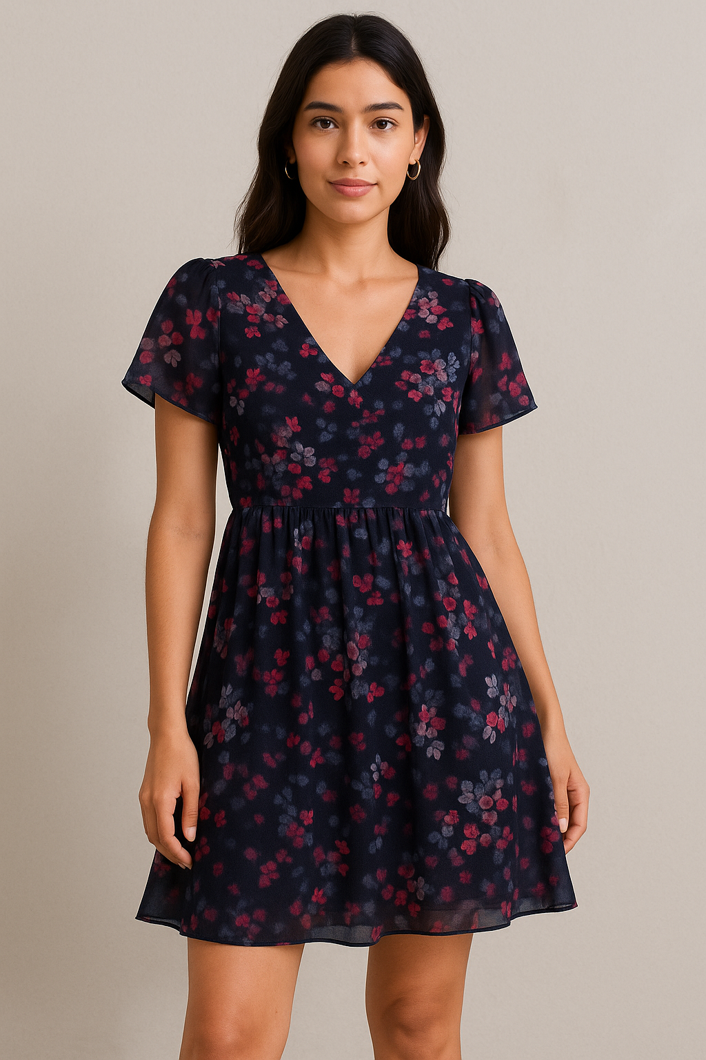 Gorgeous Blue Ditsy Digital Printed Fabric by FAB VOGUE Studio