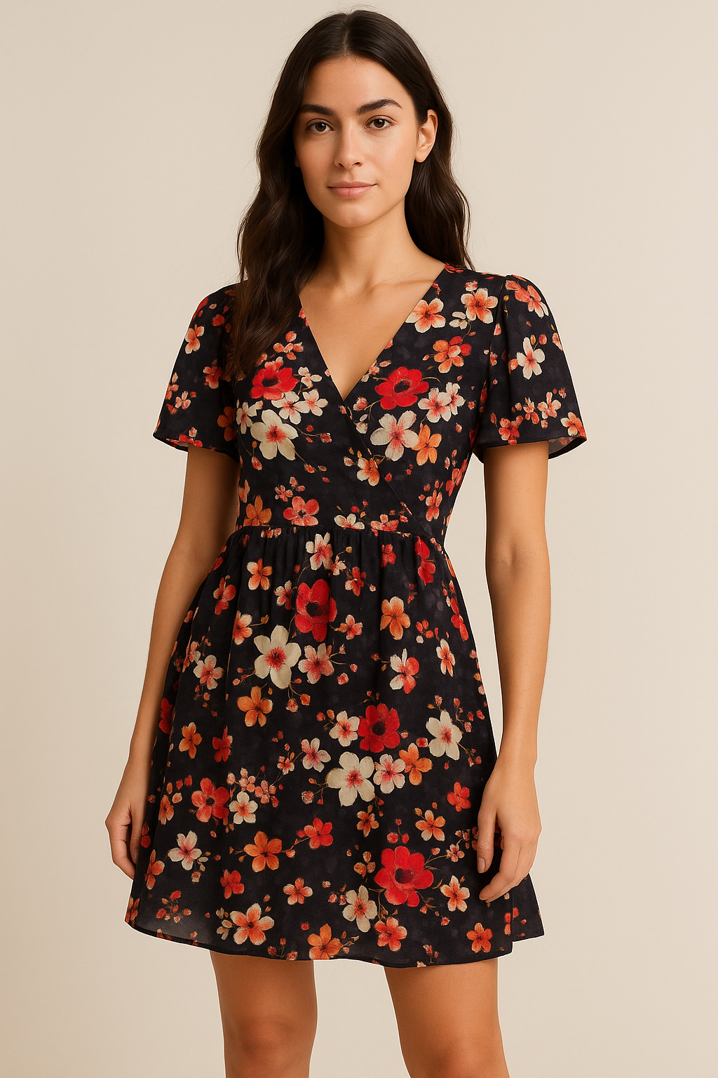 FAB VOGUE Studio's Black Floral Digital Printed Fabric