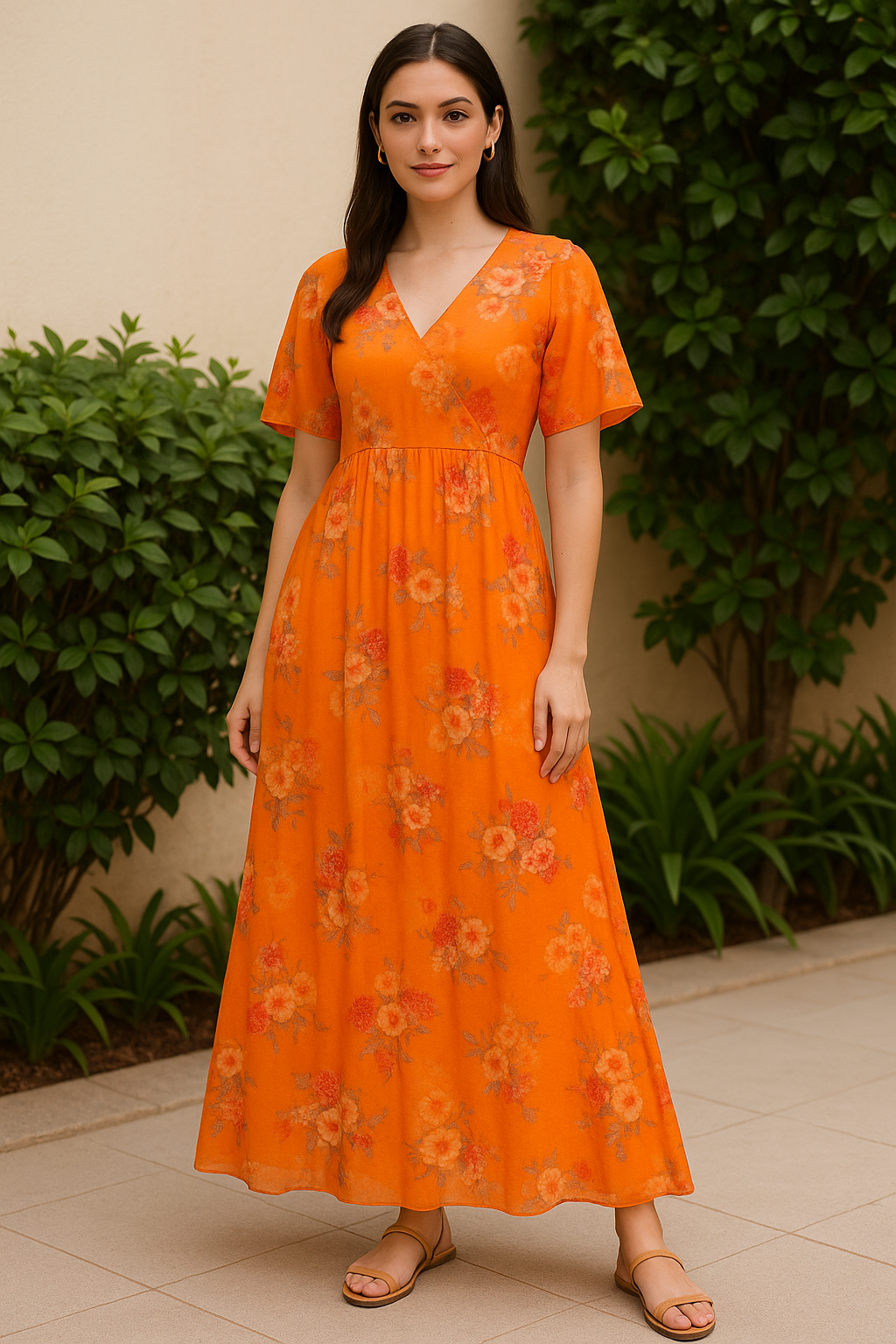 Mustard Yellow Flower Printed Pure Cotton Fabric Material