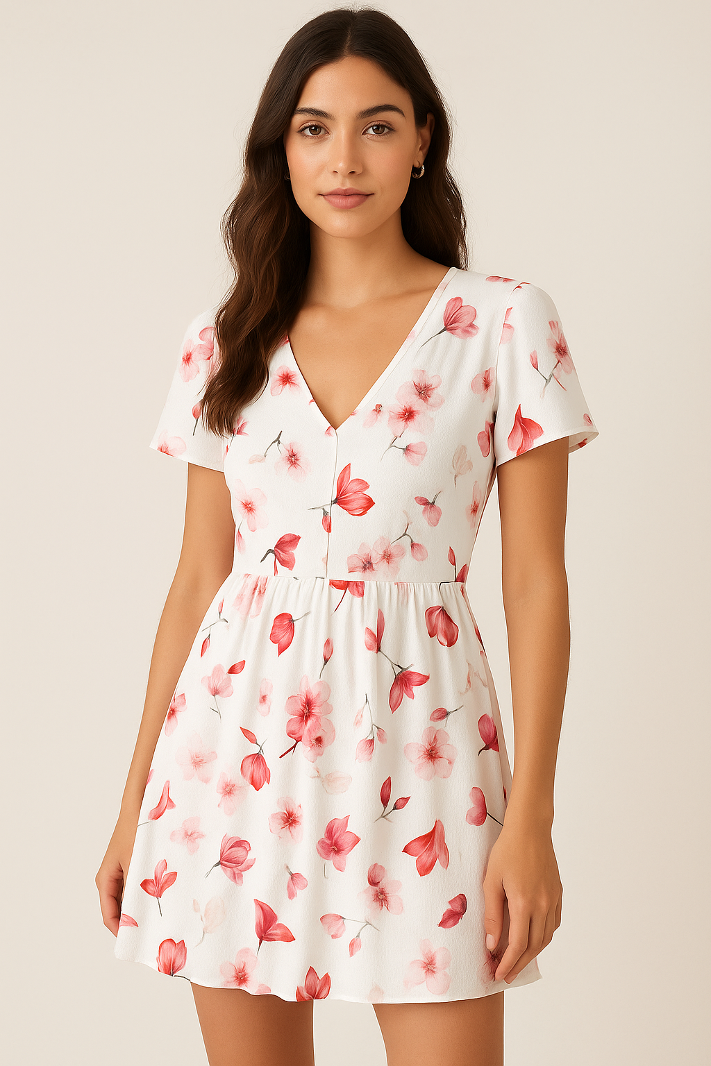 Red Floral Printed Pure Cotton Fabric Material