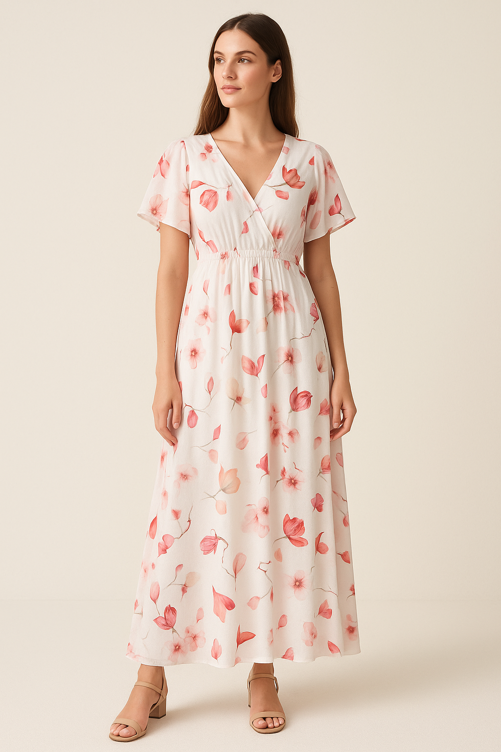 Red Floral Printed Pure Cotton Fabric Material