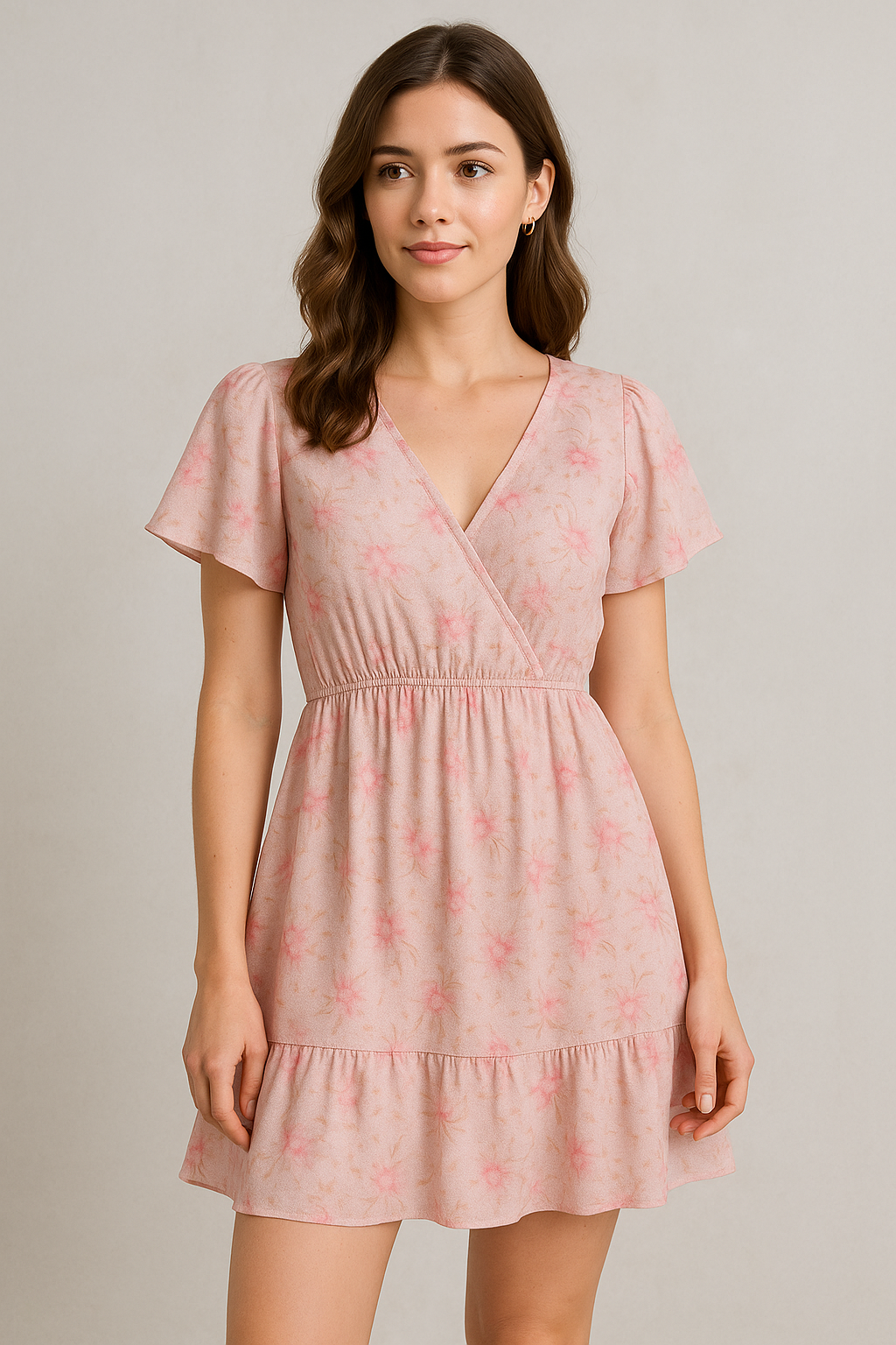 Pure Cotton Digital Printed Fabrics in Light Pink and Floral Leaves Pattern