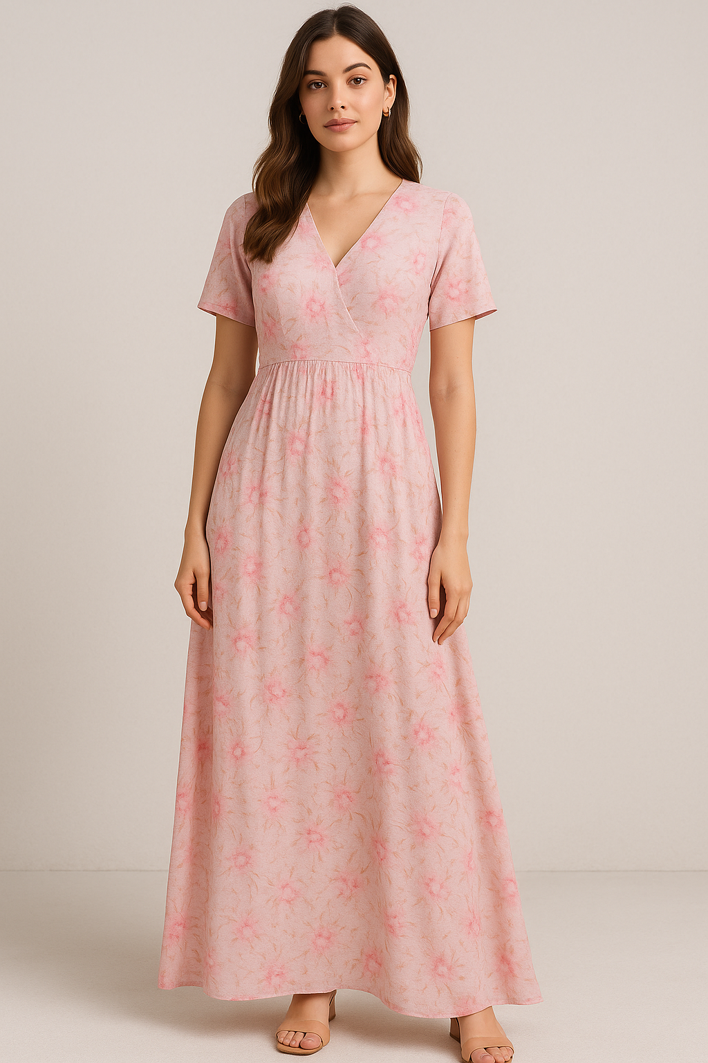 Pure Cotton Digital Printed Fabrics in Light Pink and Floral Leaves Pattern