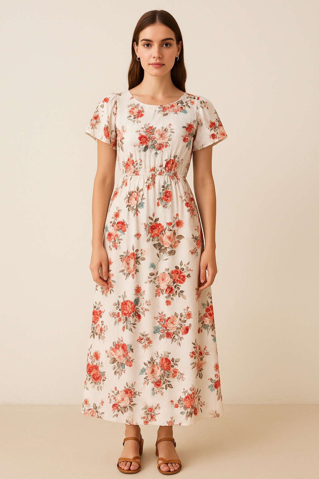 White Floral Printed Pure Cotton Fabric Material