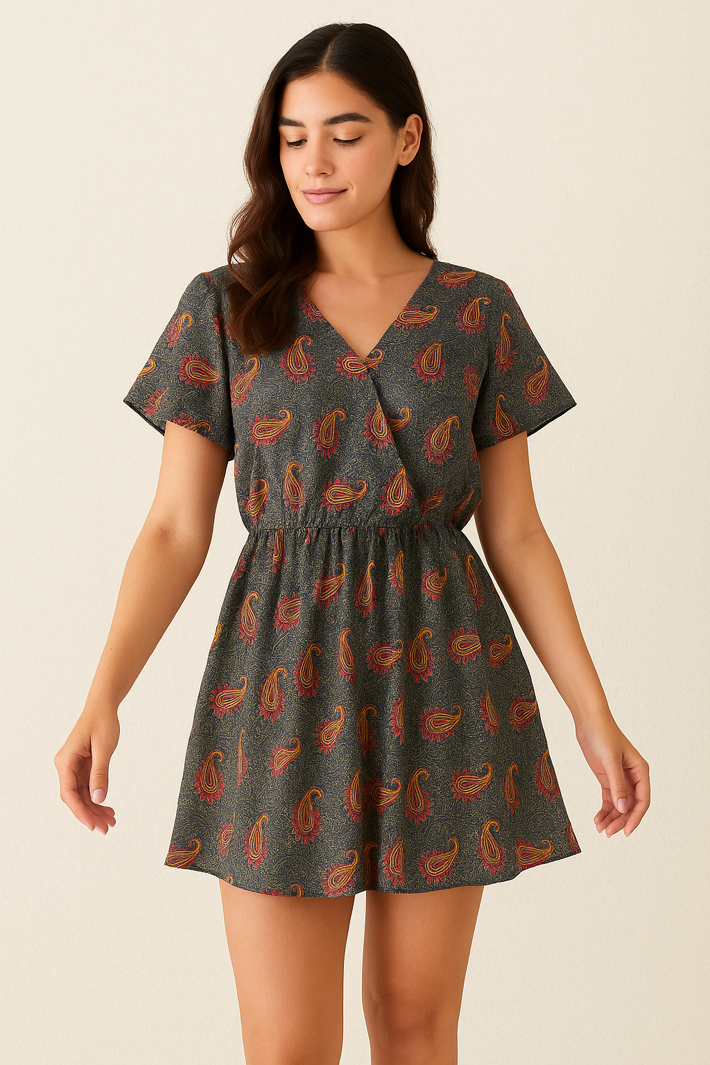 Red Paisley Pure Cotton Printed Fabric Material